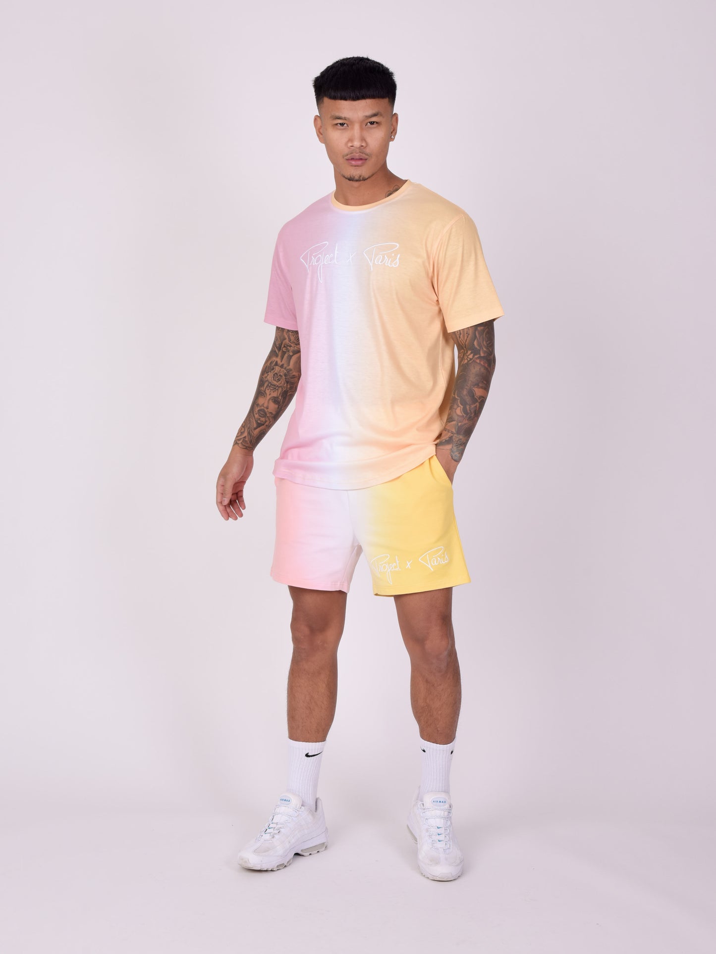 short-bicolore-degrade-jaune-modelshot