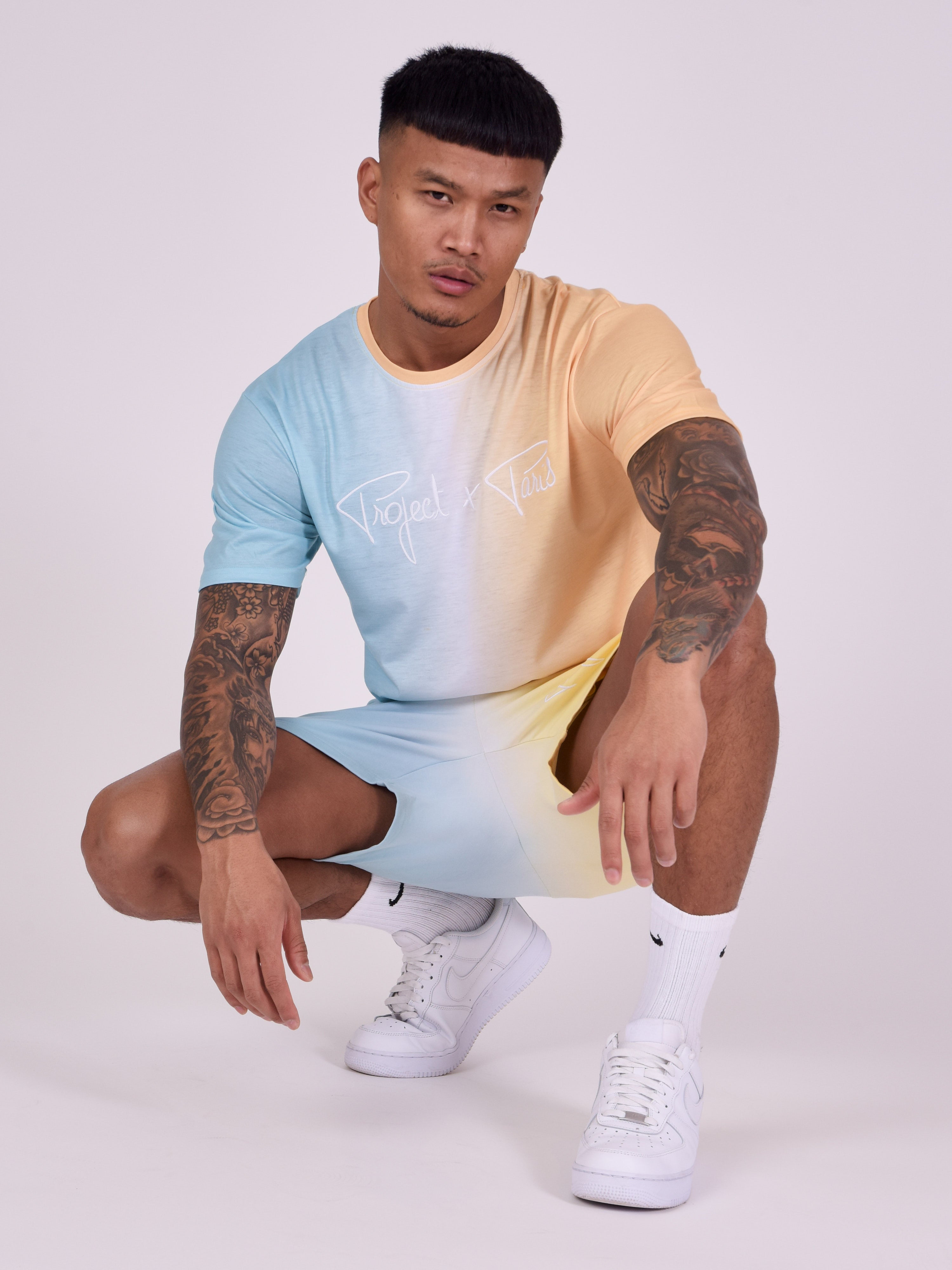 short-bicolore-degrade-turquoise-modelshot