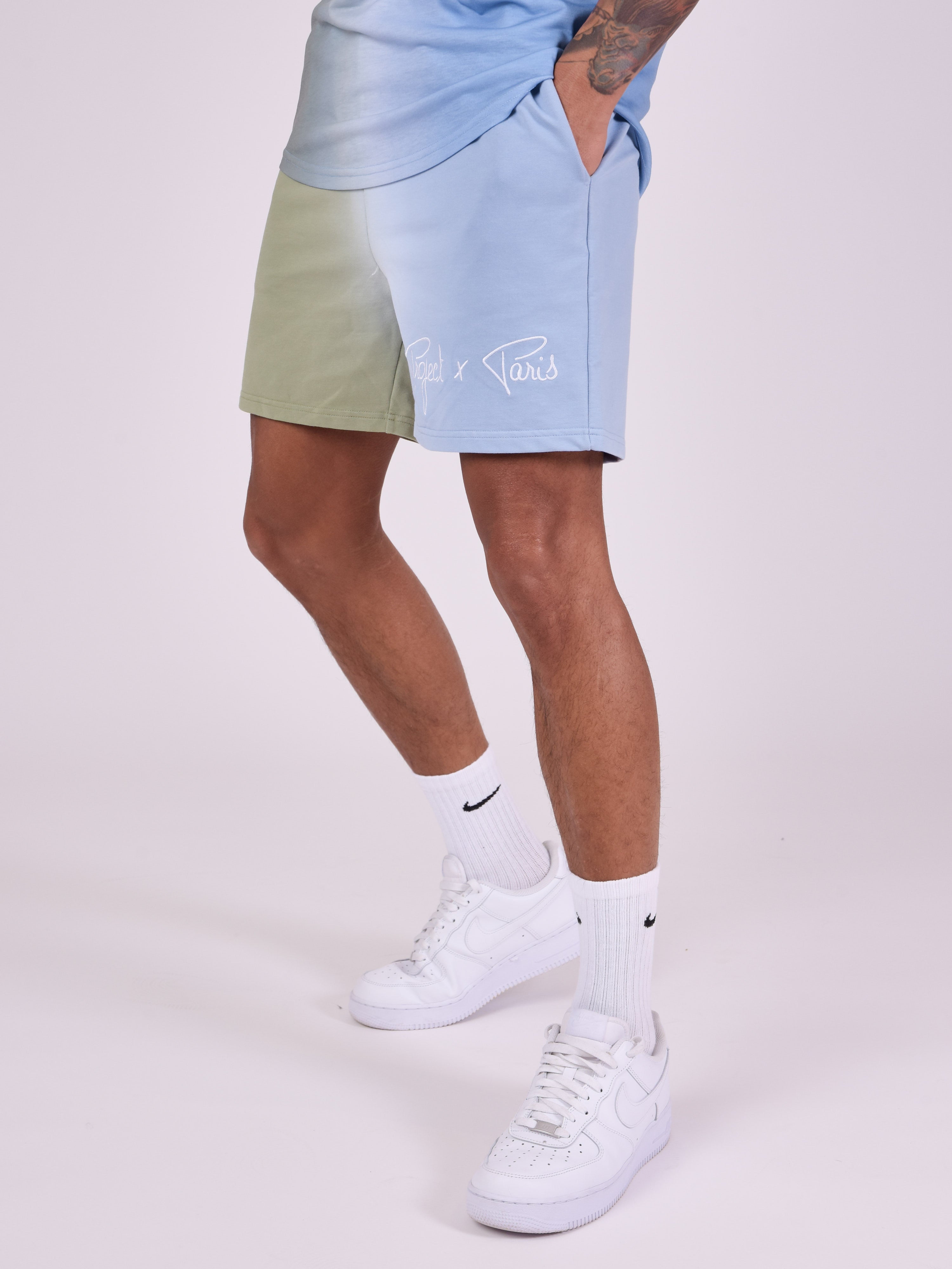 short-bicolore-degrade-kaki-modelshot