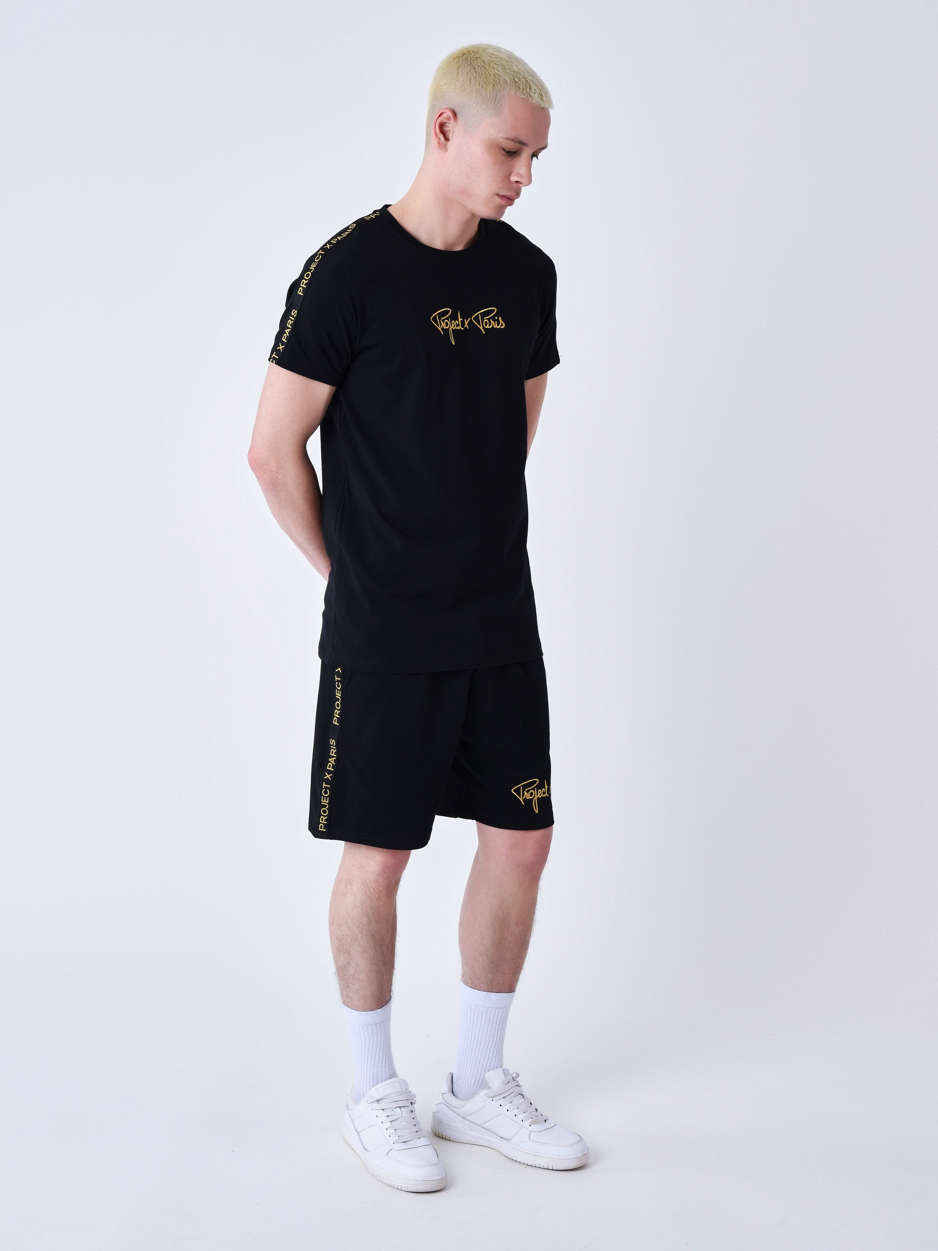 short-classique-bandes-brode-cote-noir