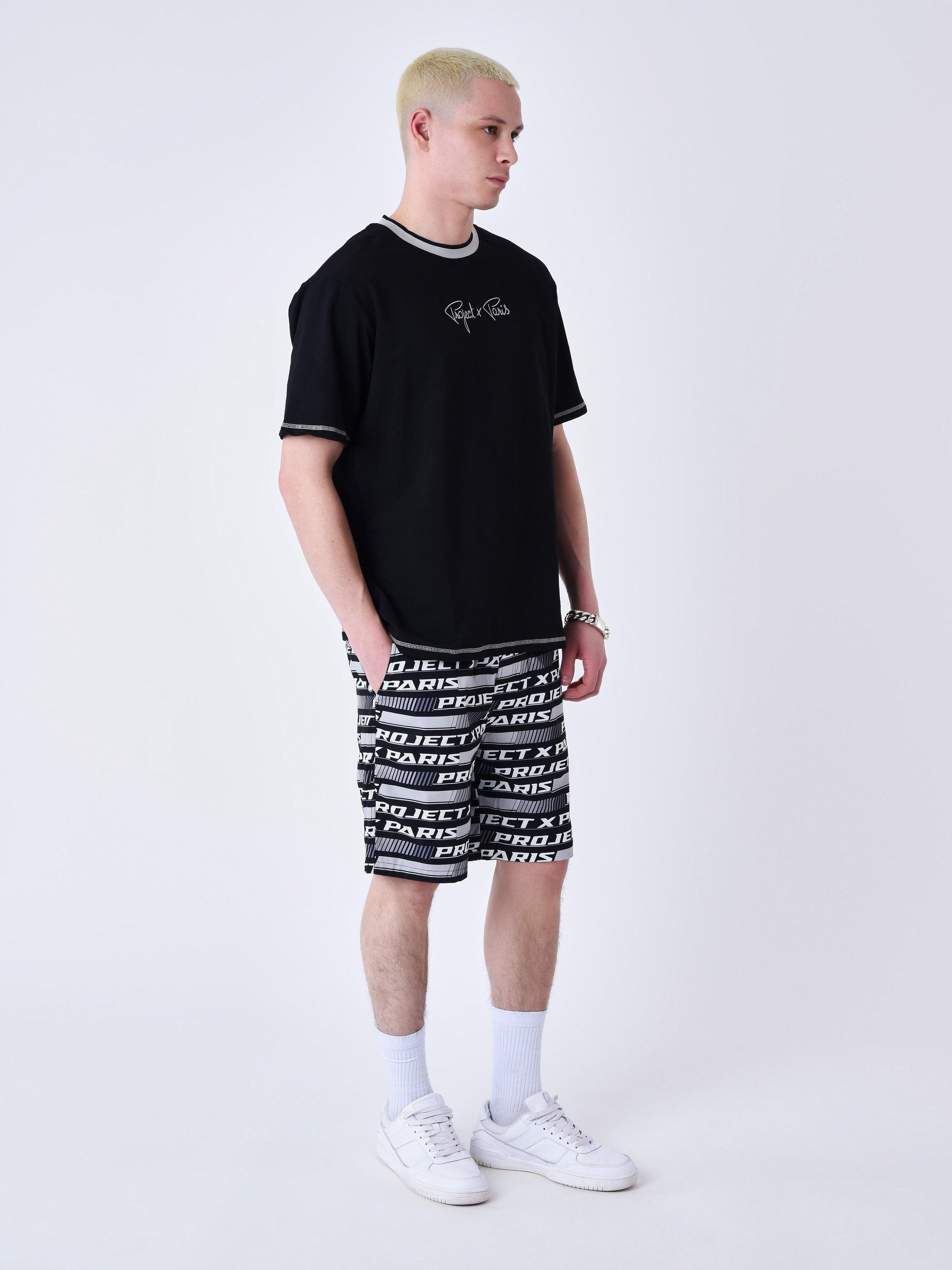 short-de-bain-imprime-car-racing-noir