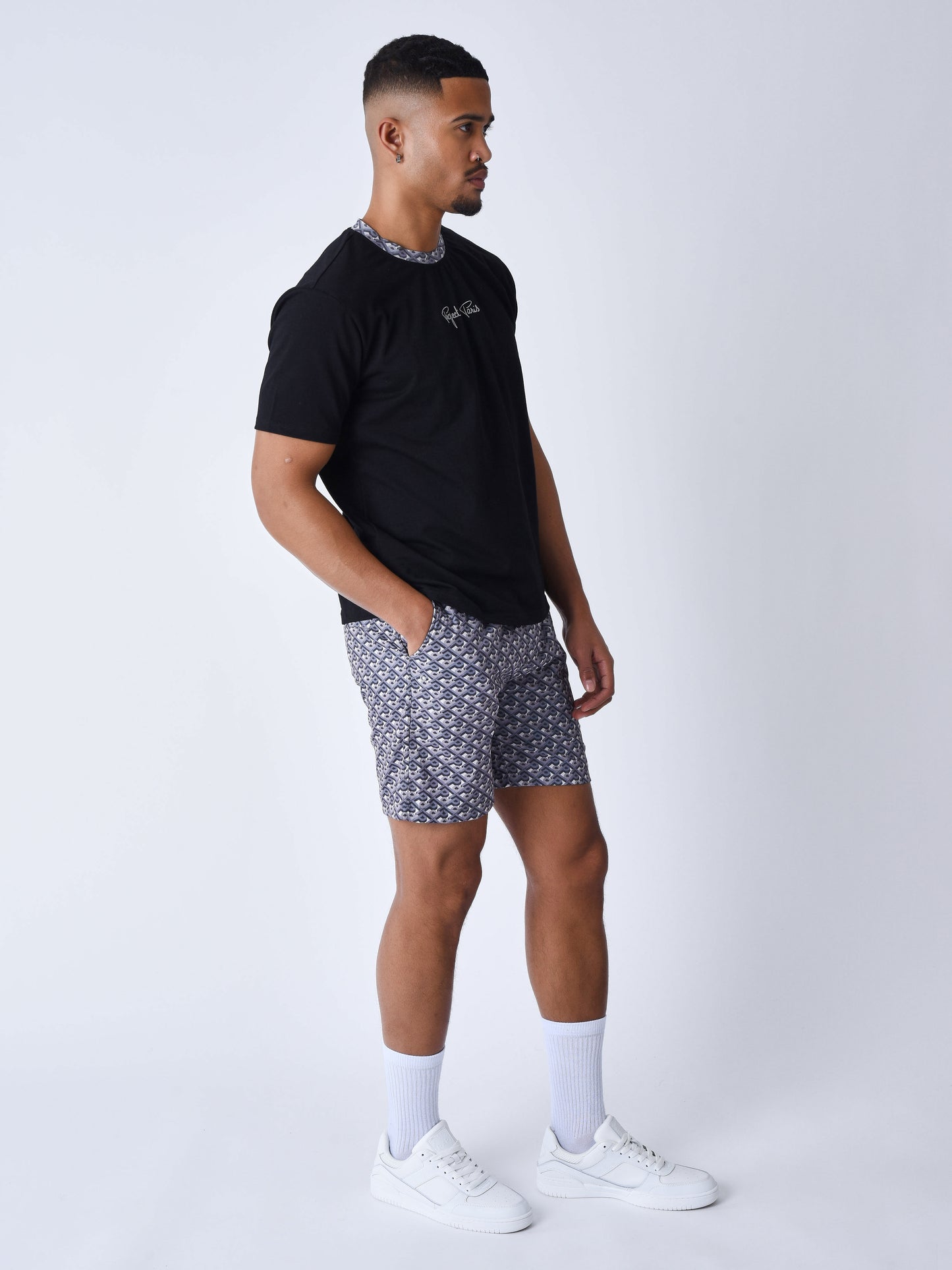 short-de-bain-imprime-graphic-gaze-gris