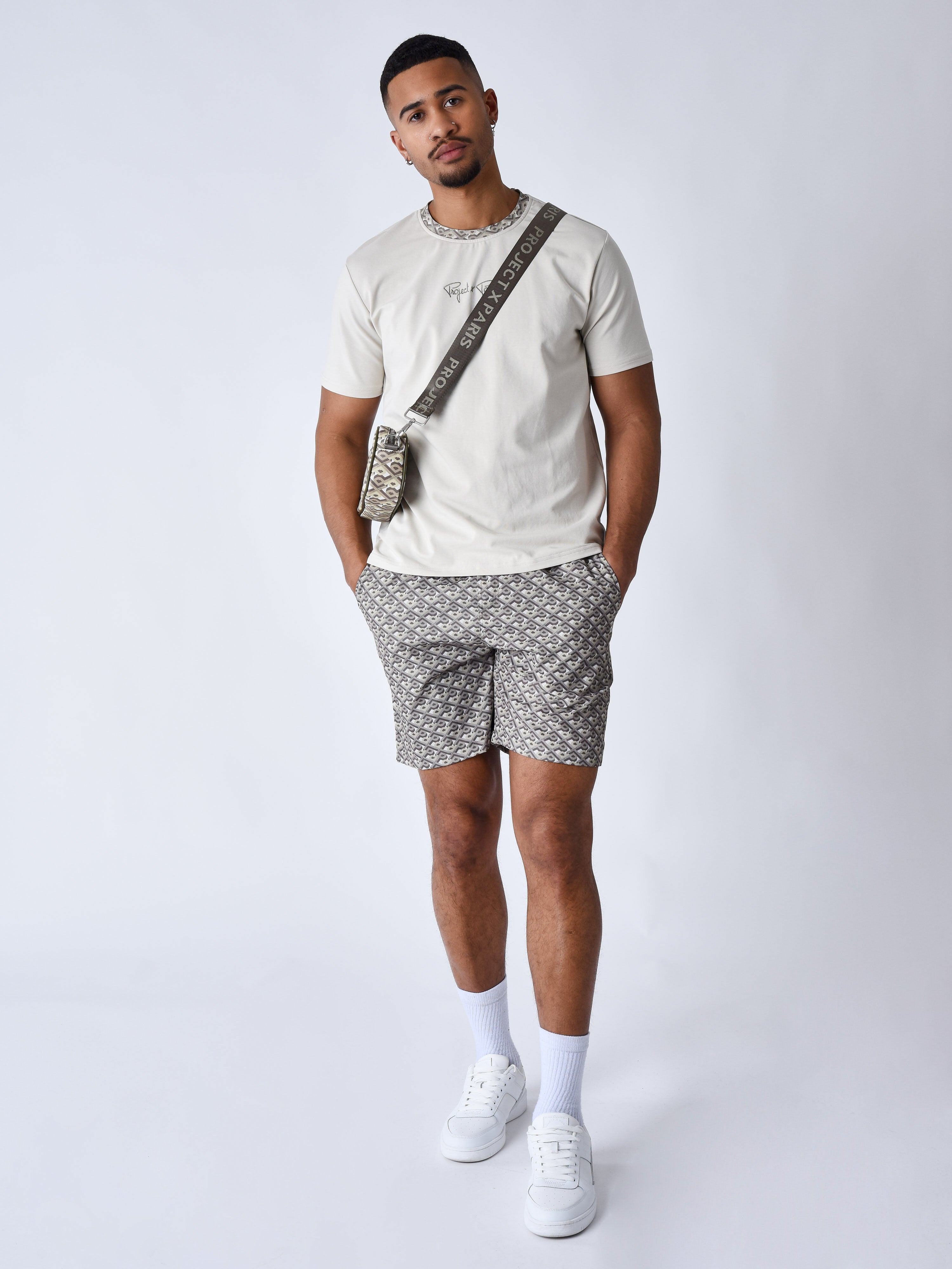 short-de-bain-imprime-graphic-gaze-kaki