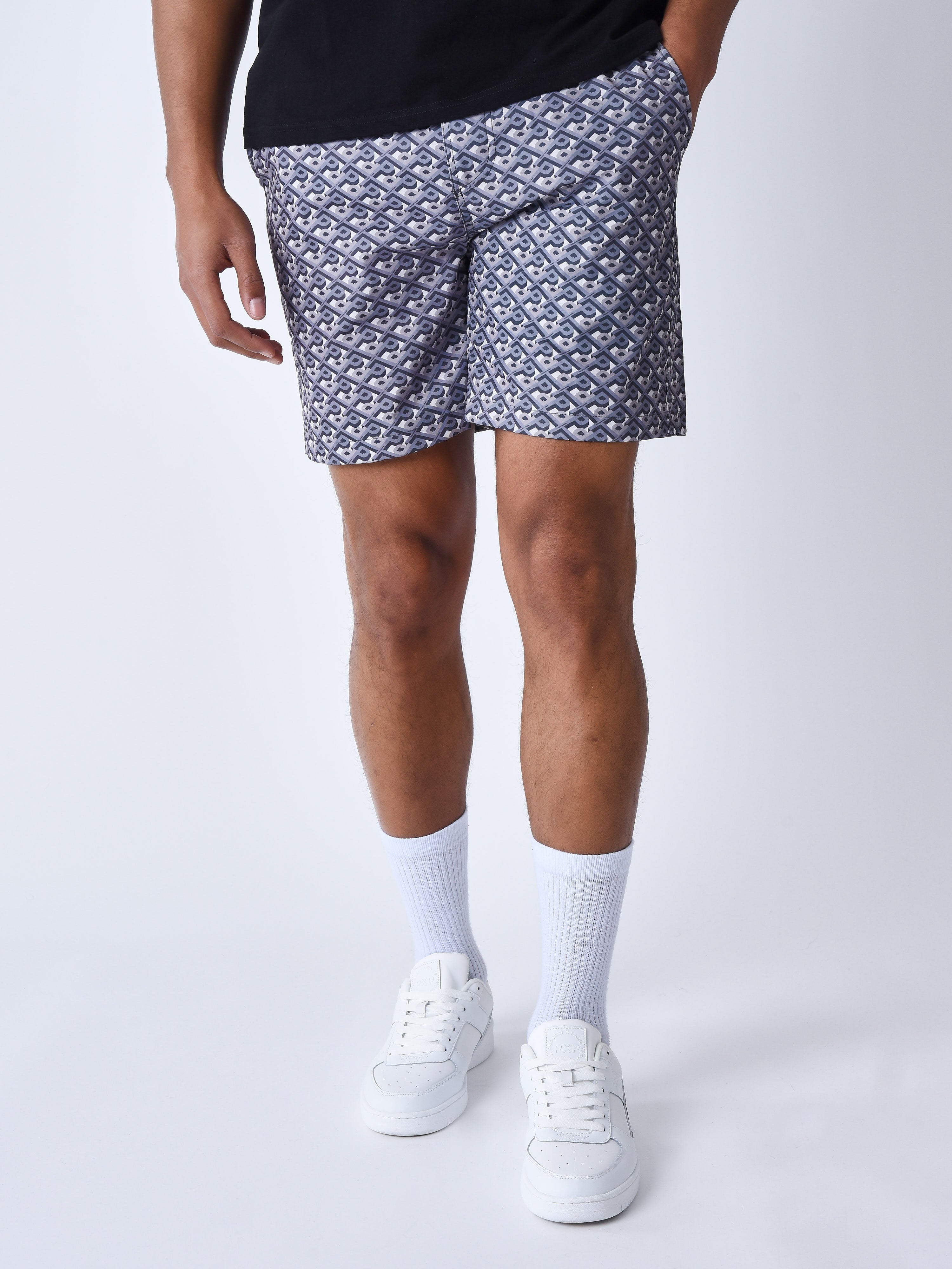 short-de-bain-imprime-graphic-gaze-gris