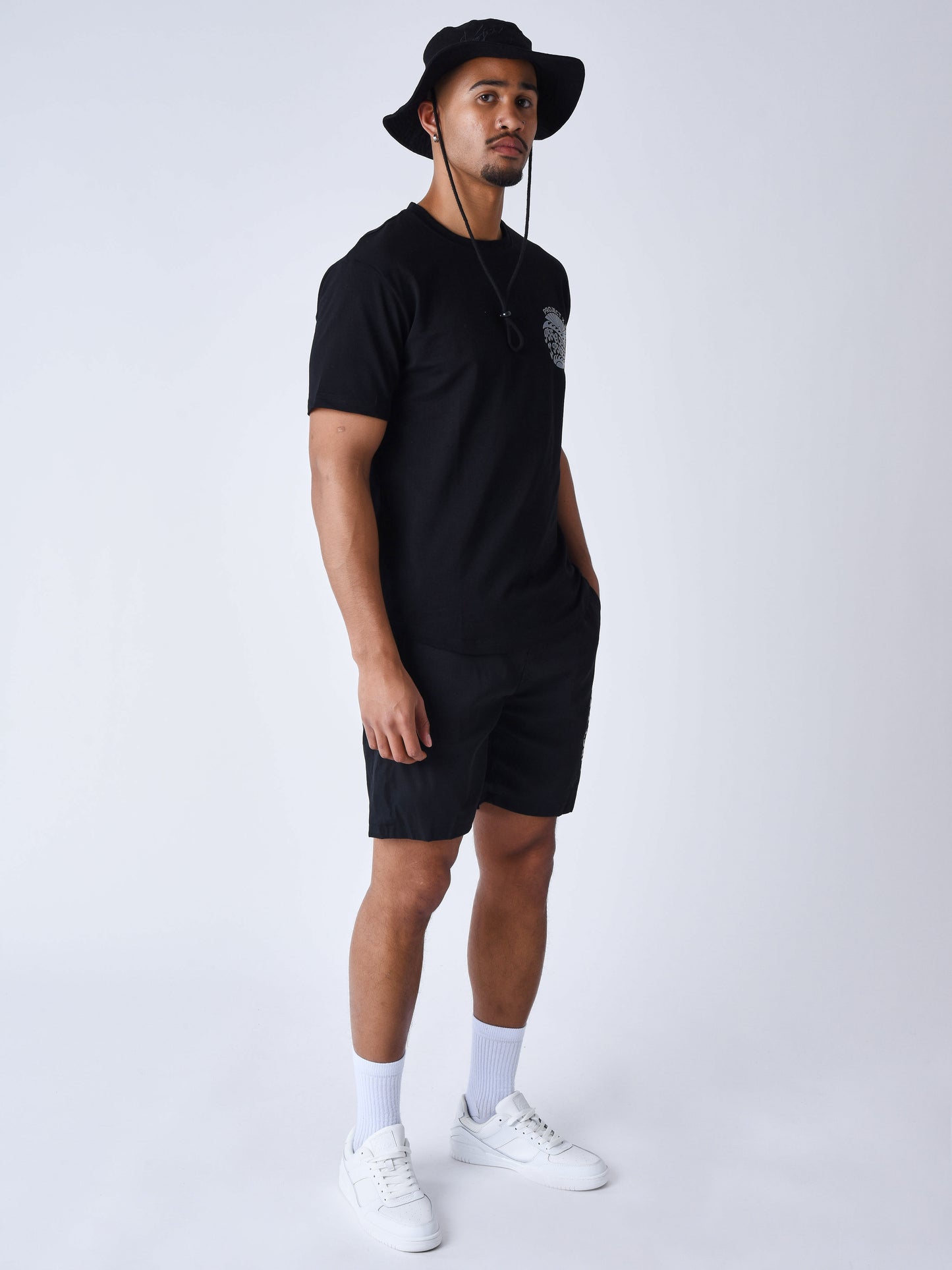 short-de-bain-imprime-groovy-sun-noir