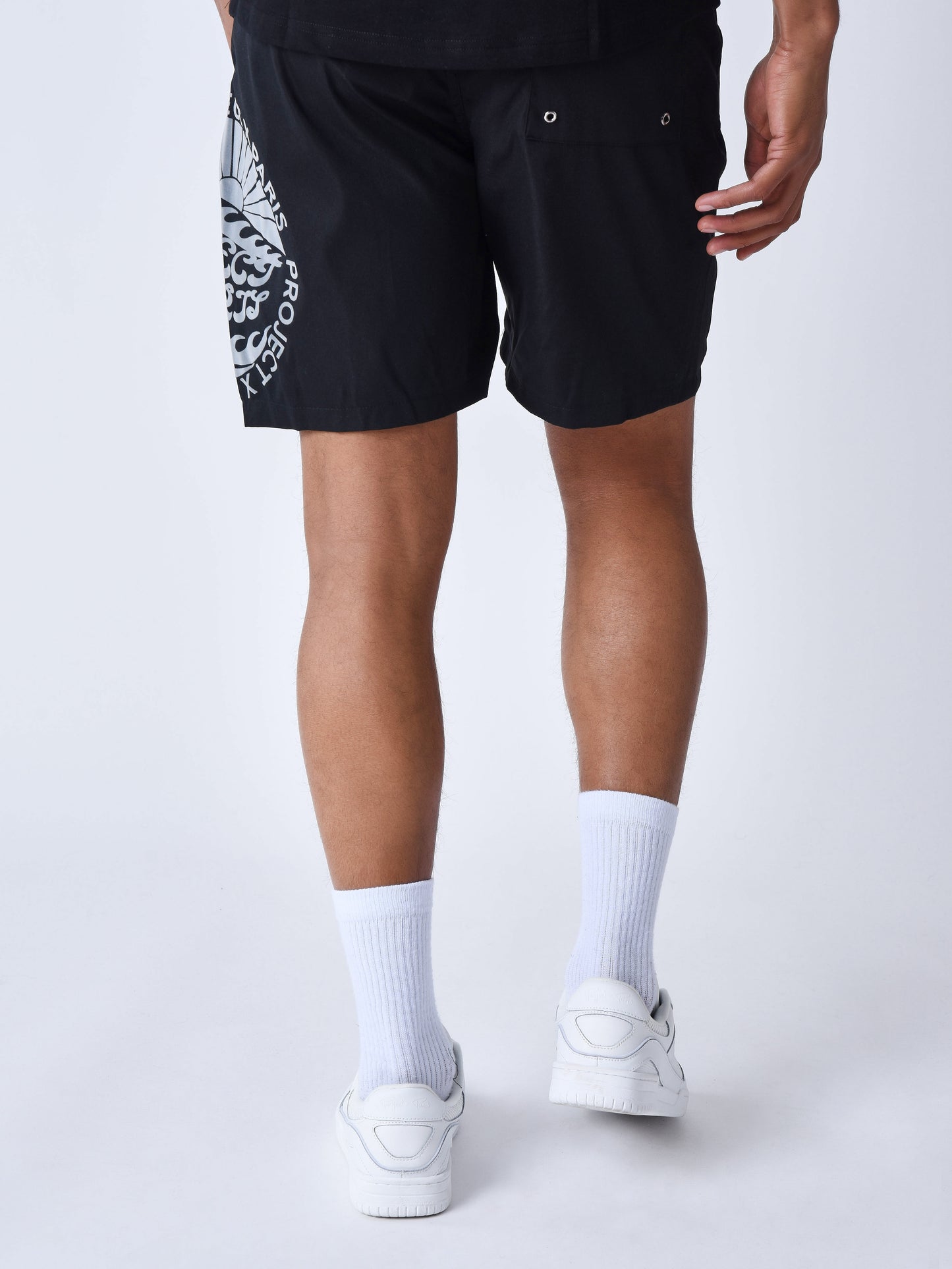 short-de-bain-imprime-groovy-sun-noir