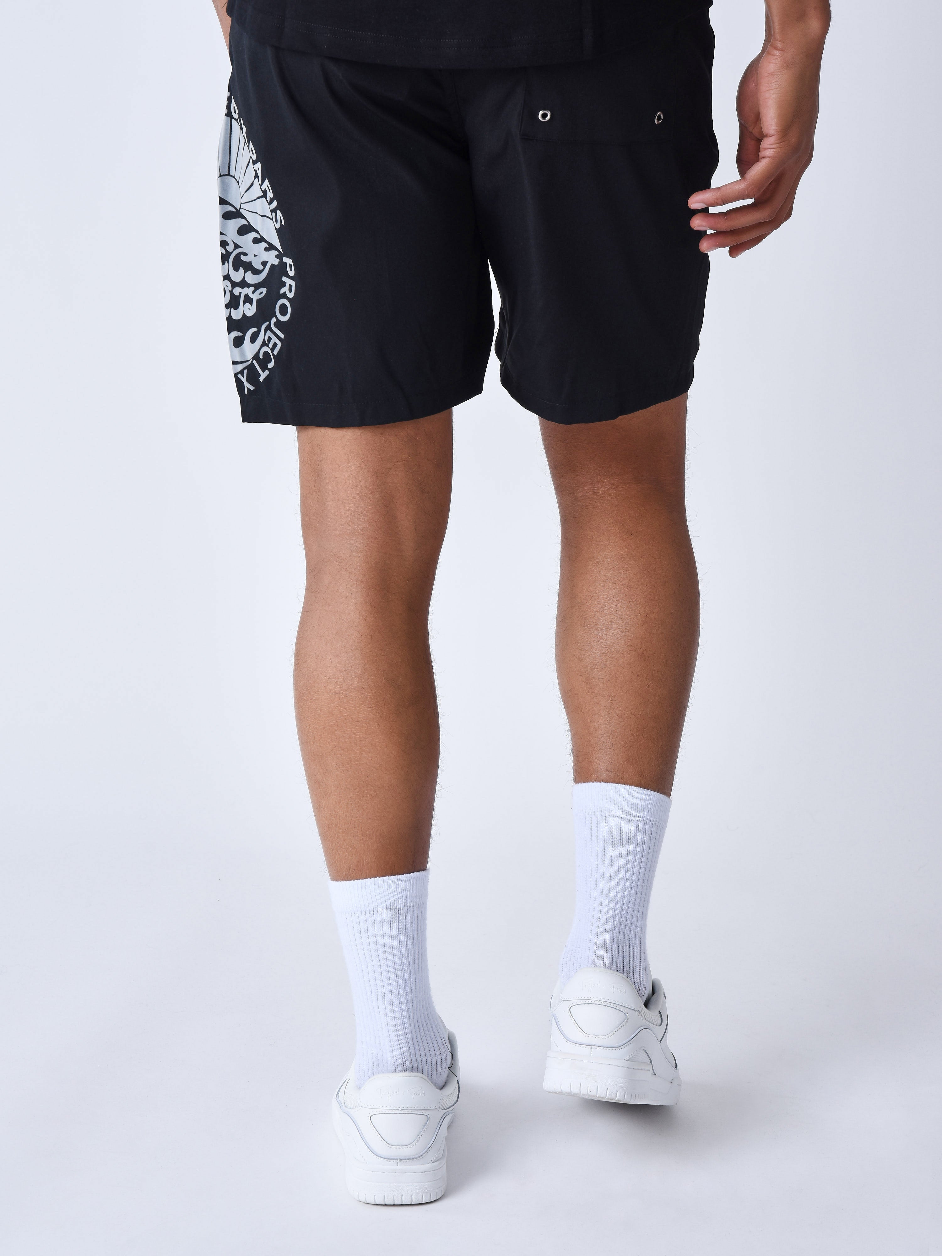 short-de-bain-imprime-groovy-sun-noir