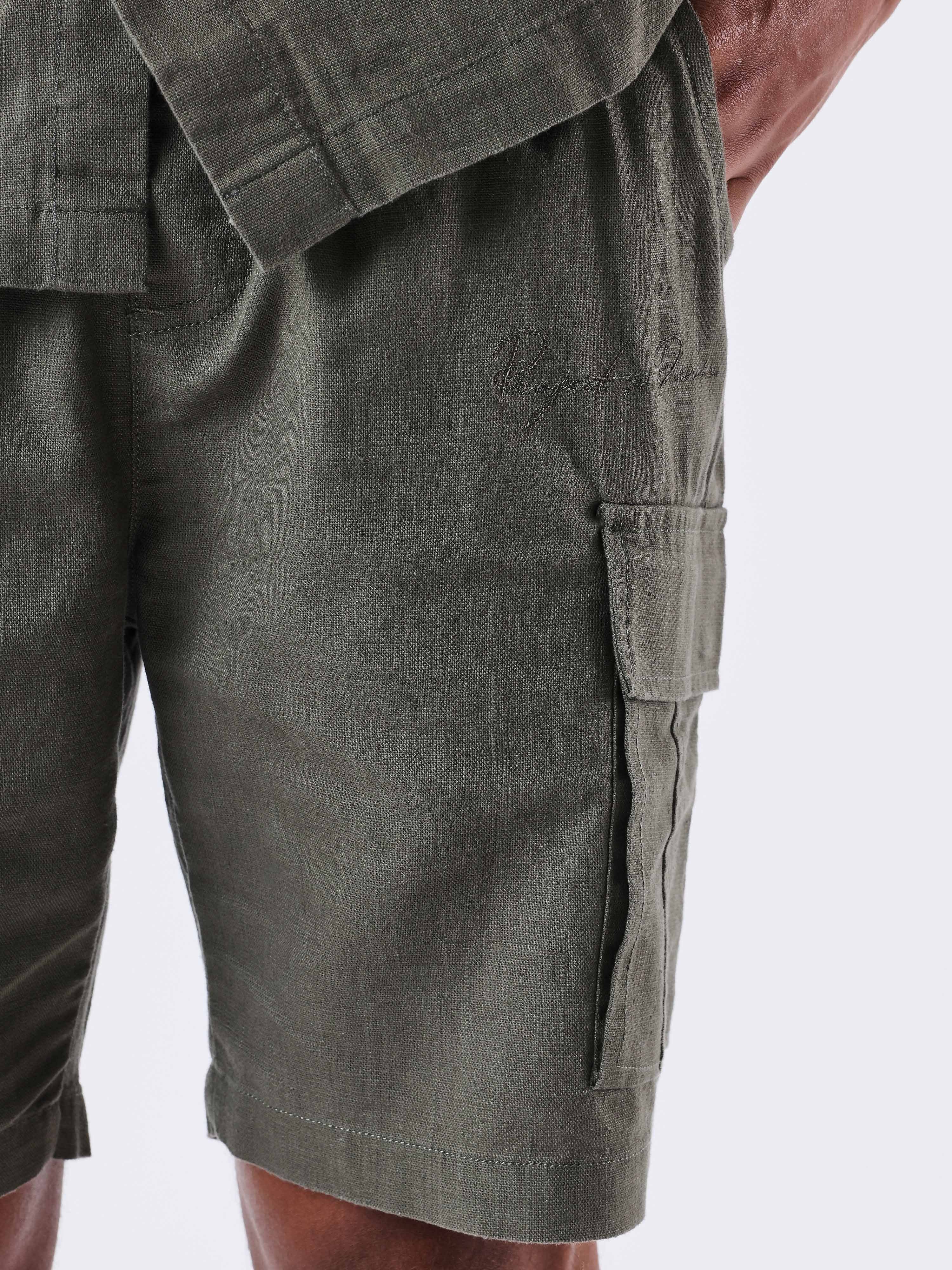 short-decontractee-texturee-5347-olive-fonce