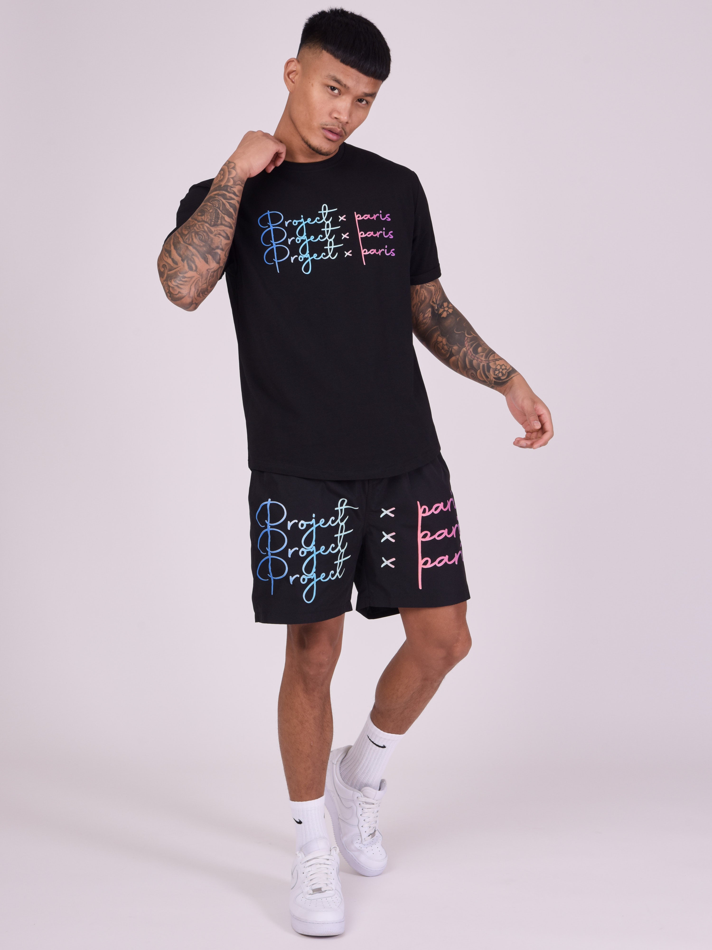 Short large gradient logo print-3