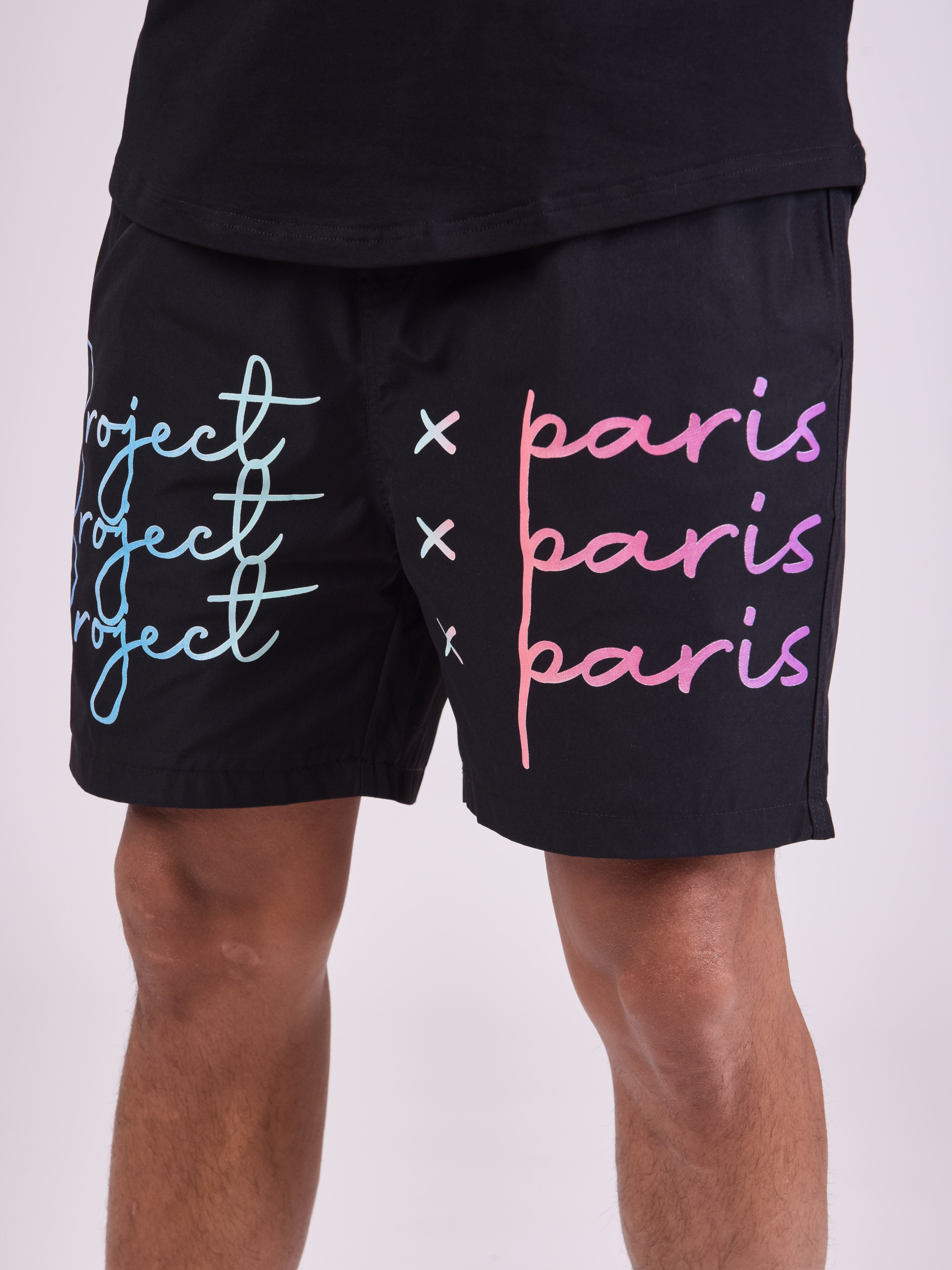 Short large gradient logo print-6
