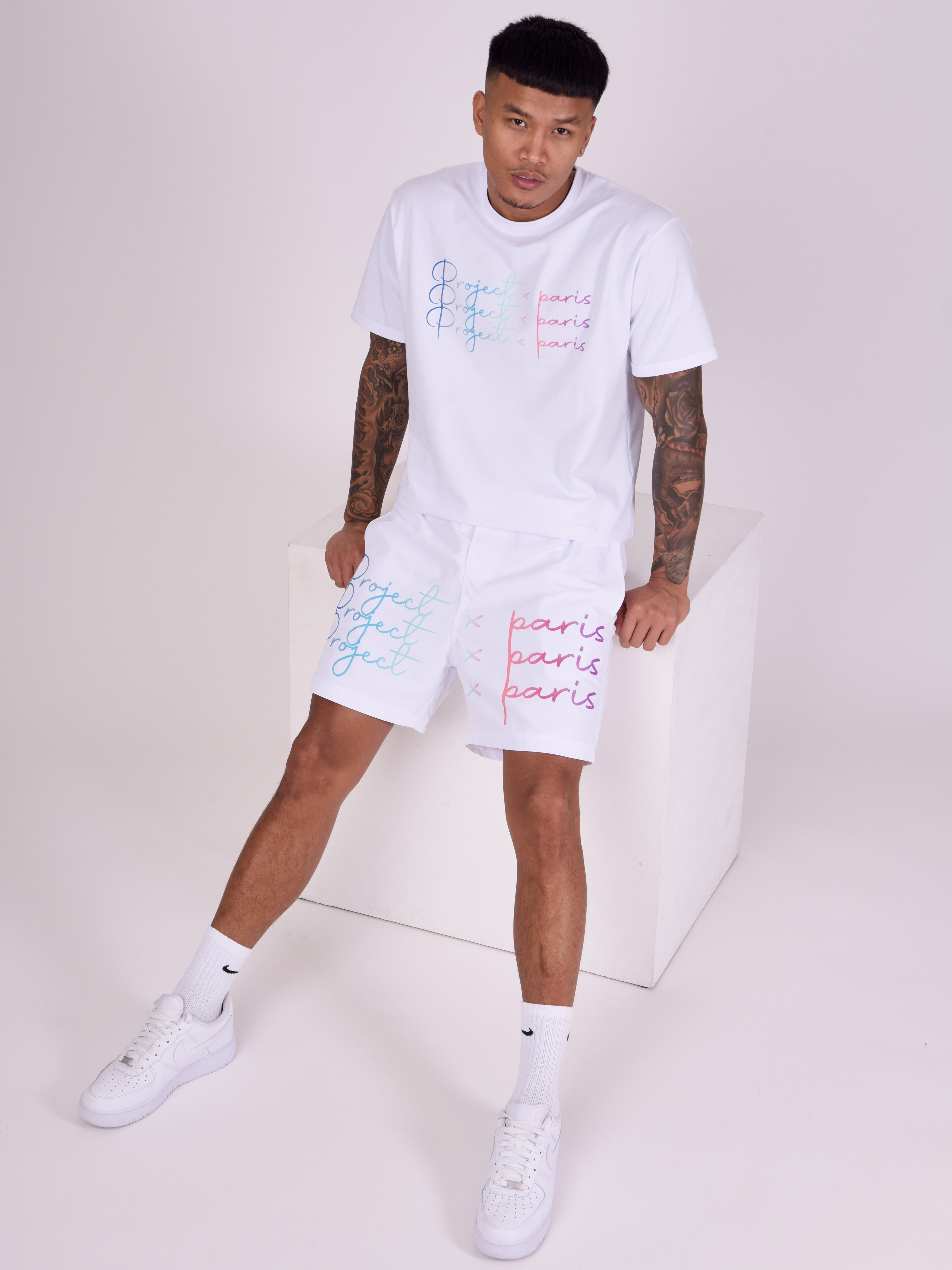 Short large gradient logo print-1