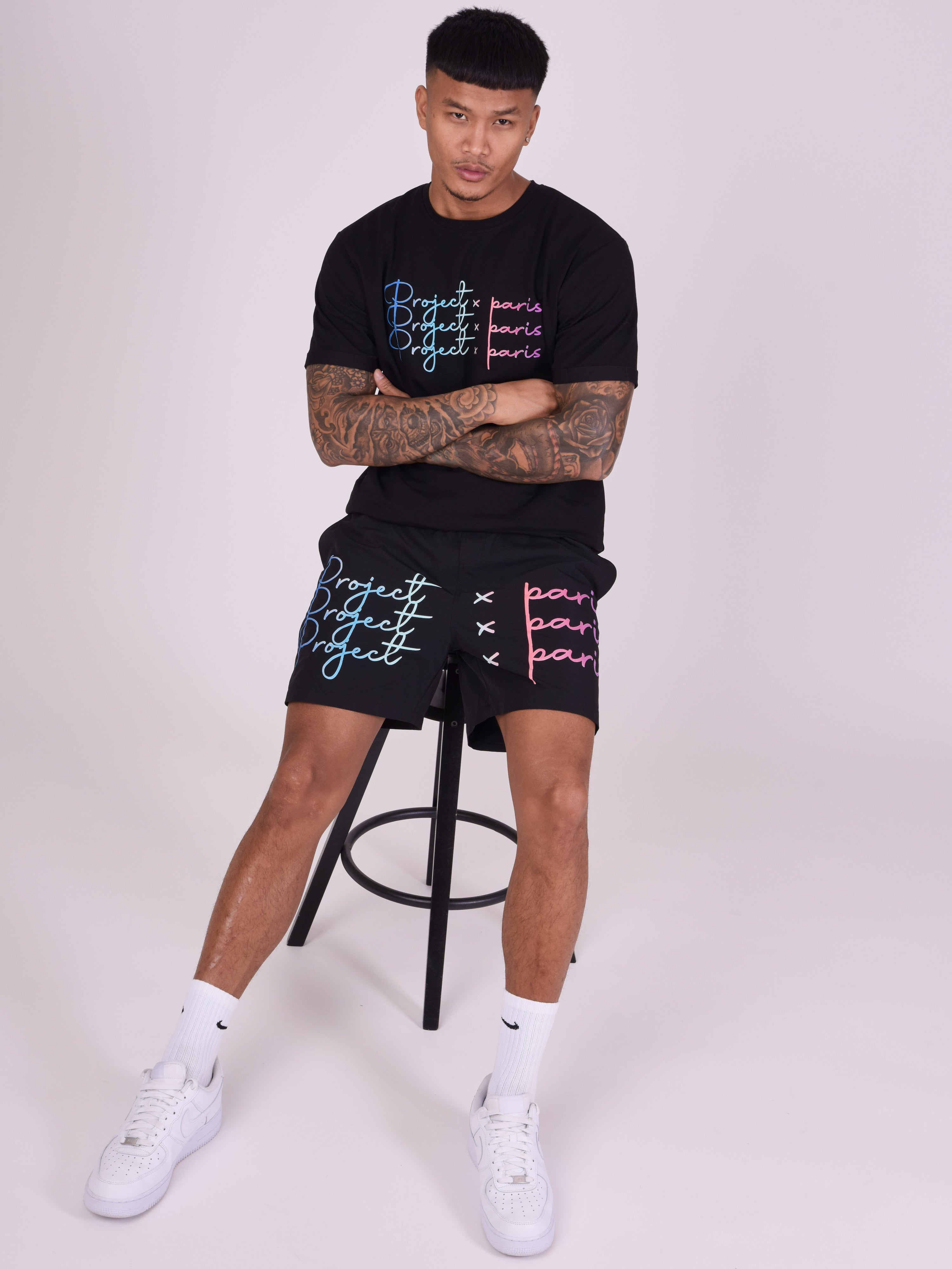 Short large gradient logo print-2