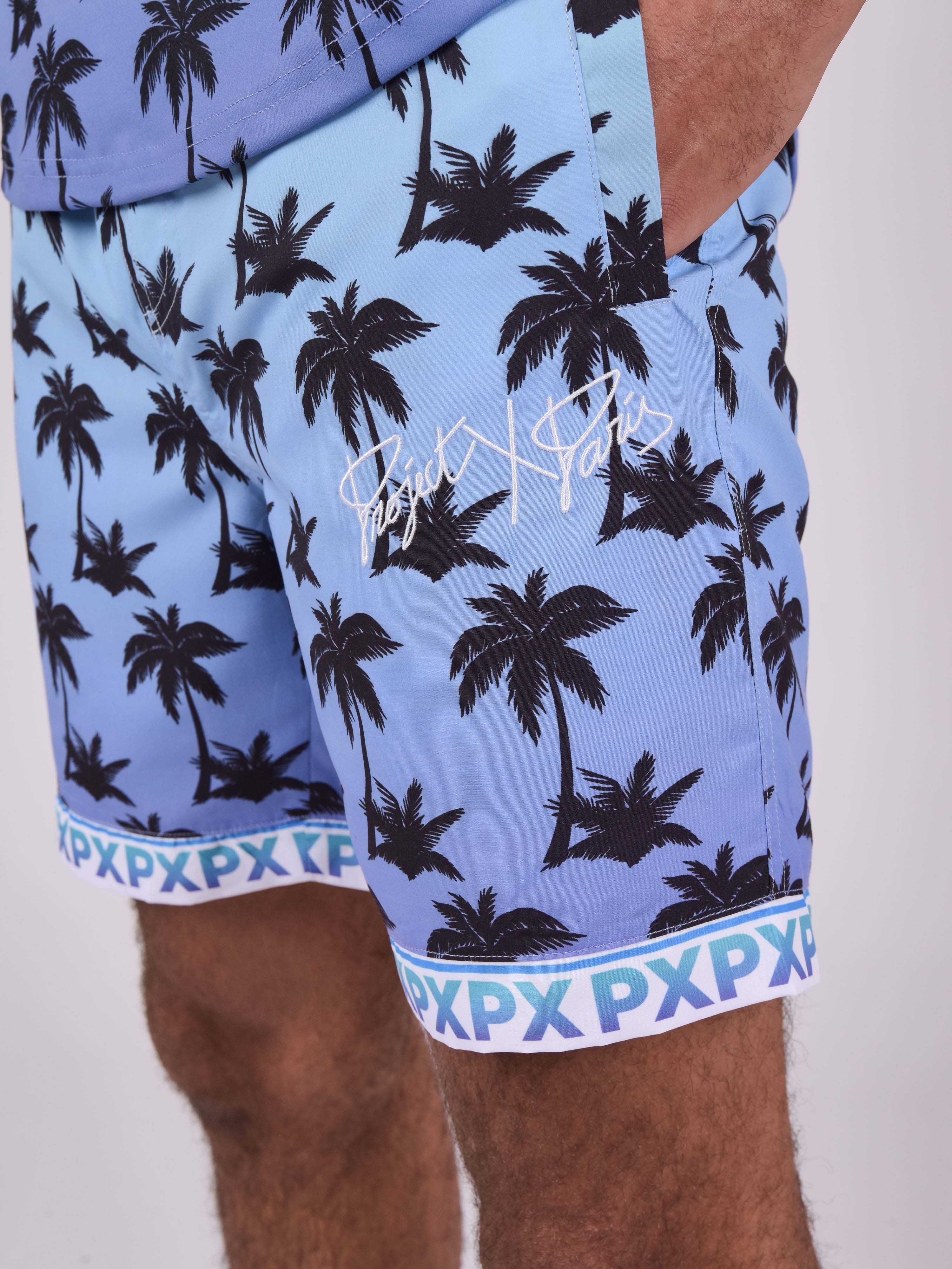 Shorts mit Farbverlauf und Palmenprint-6