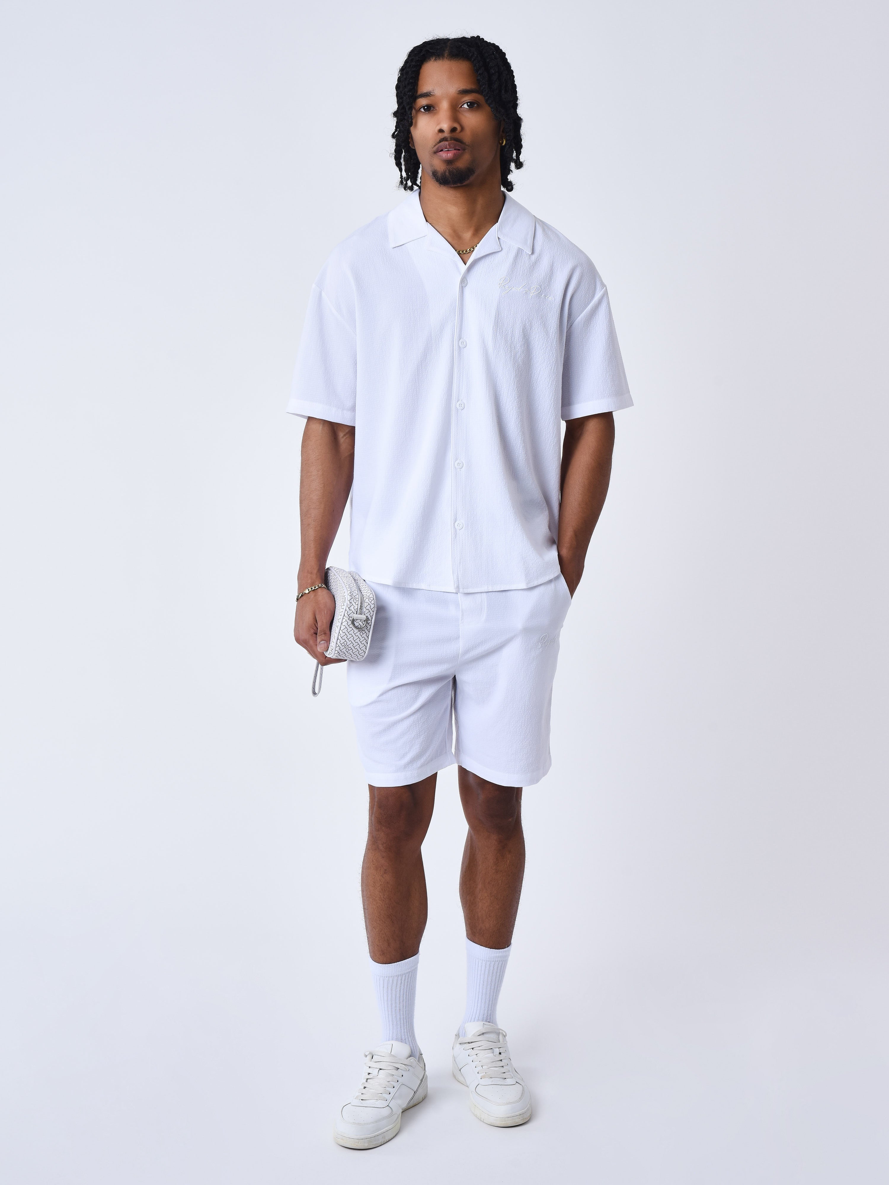Strukturierte bestickte Shorts-1