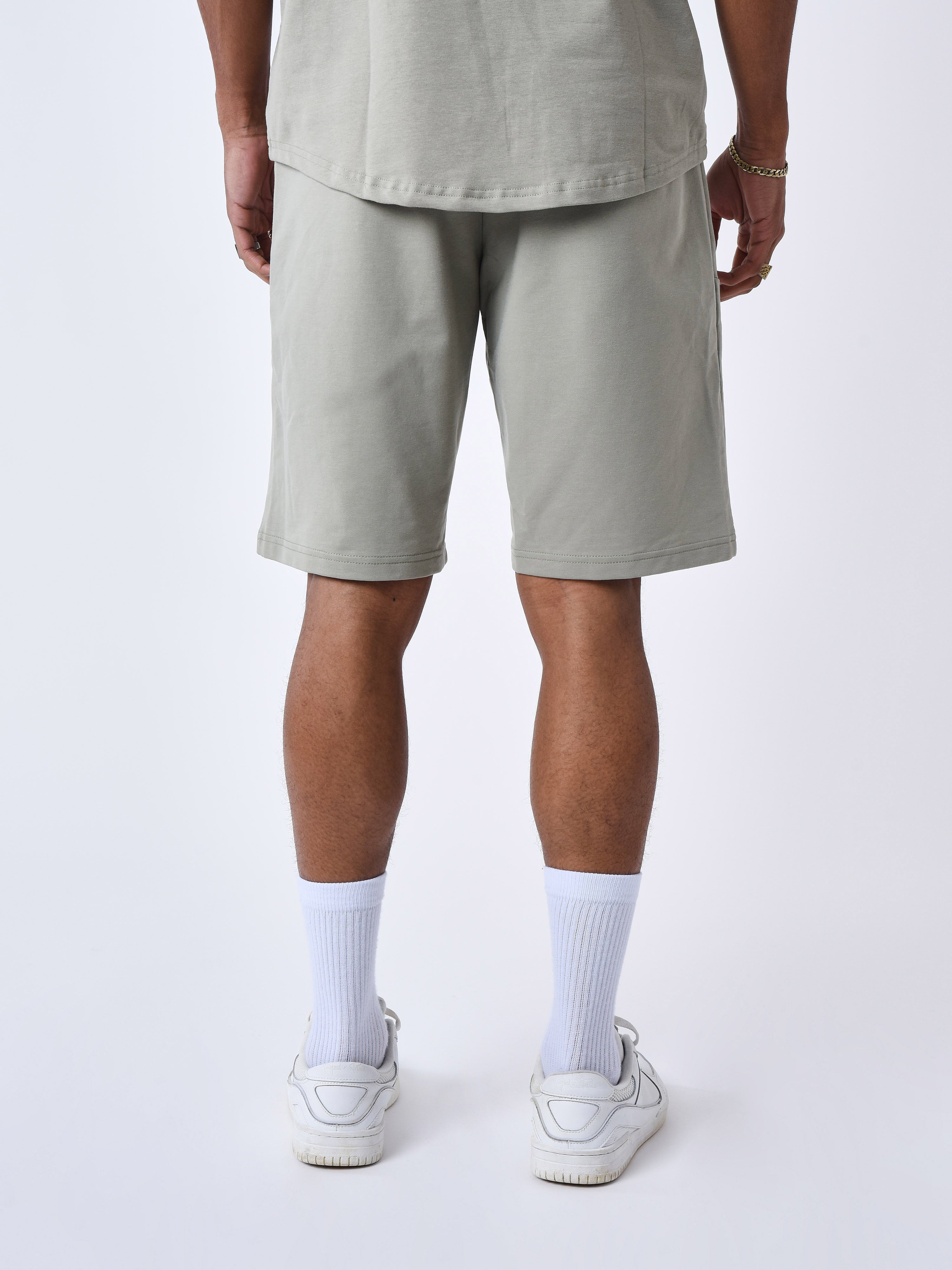 short-uni-avec-bande-logo-kaki-gris