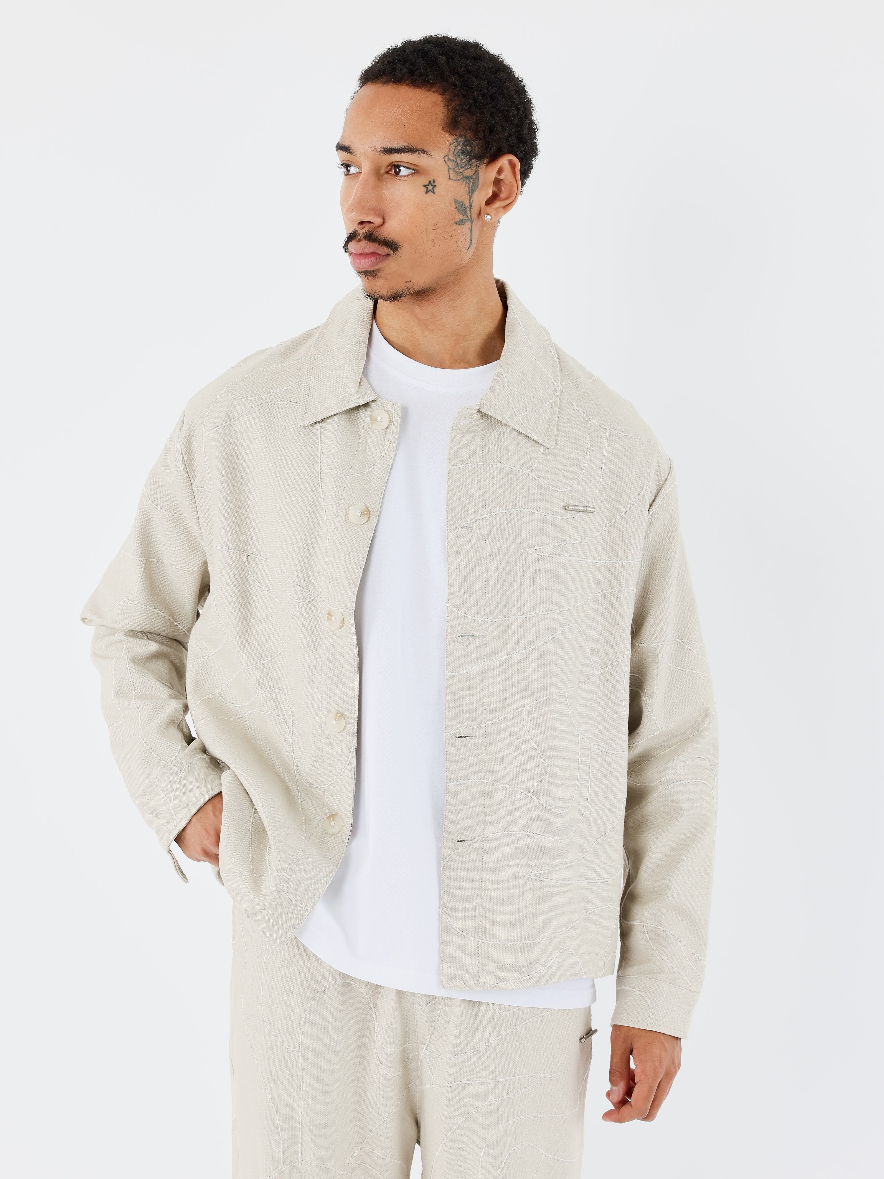Camicia overshirt ricamata Dune-1
