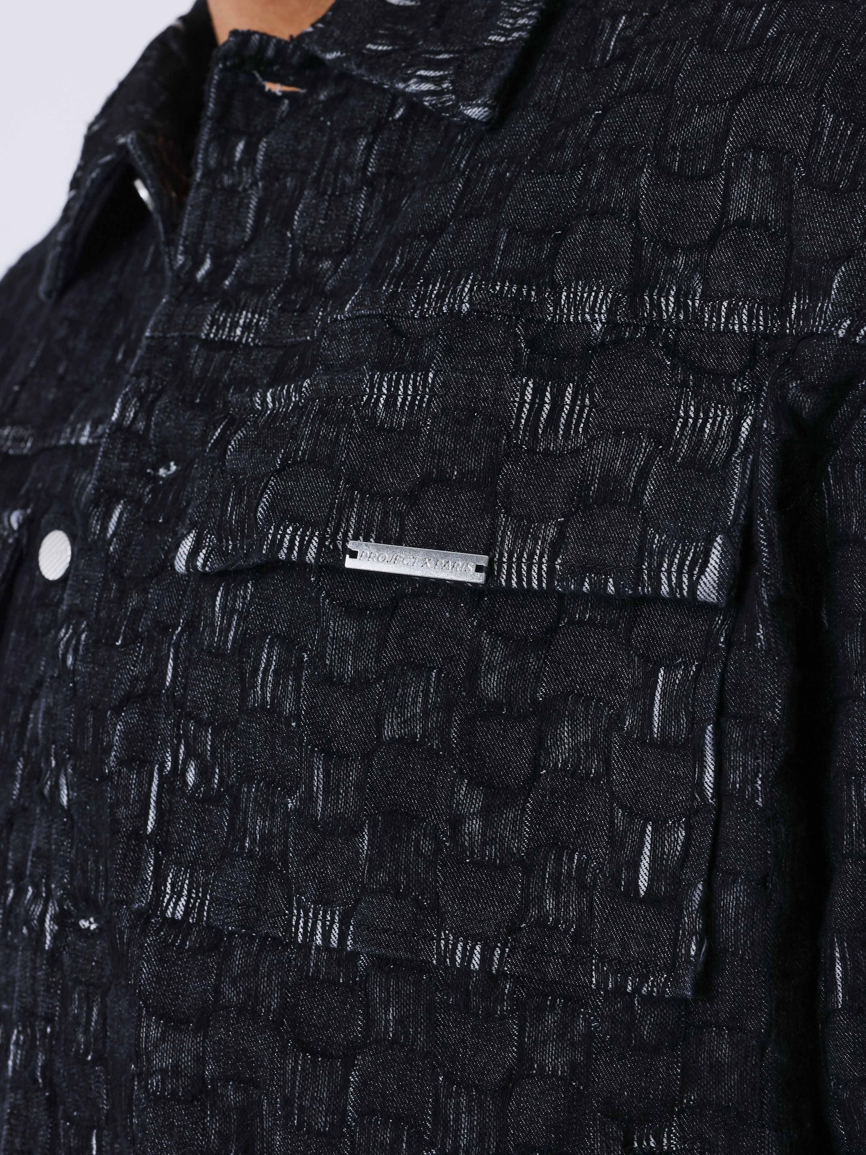 Sovracamicia Kalash x PXP in denim con motivo a scacchi-5