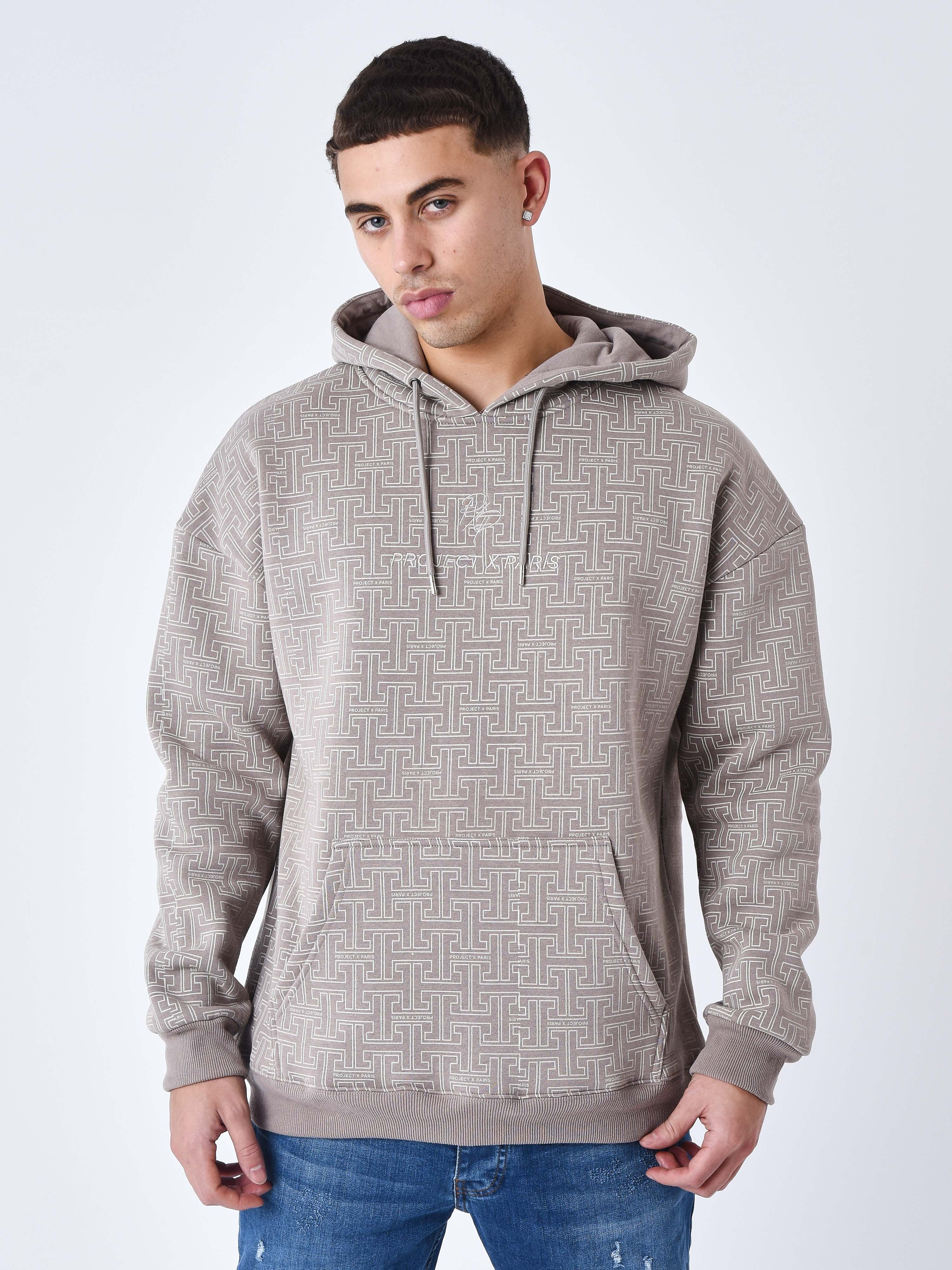 sweat-a-capuche-all-over-labyrinthe-taupe