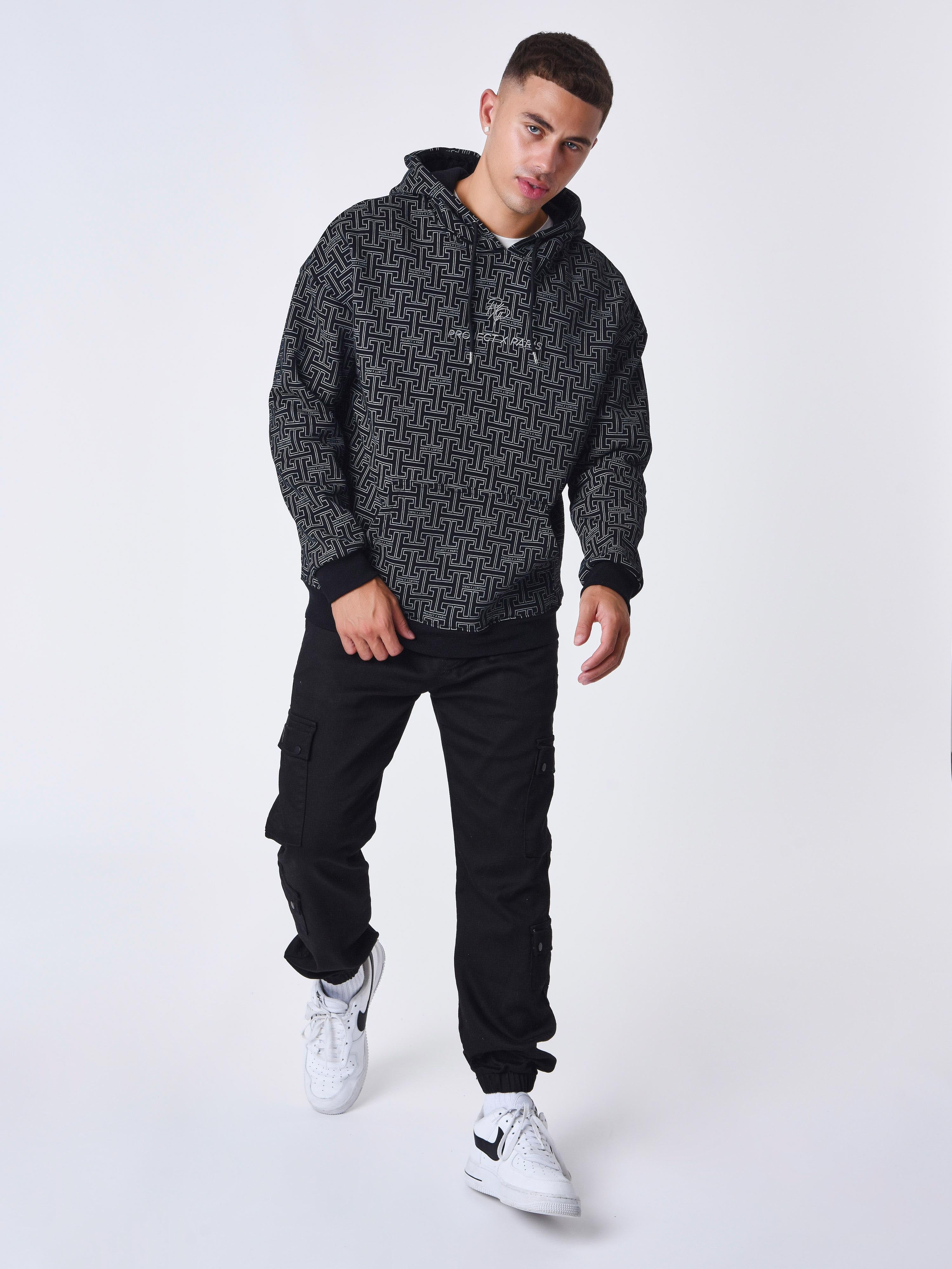 sweat-a-capuche-all-over-labyrinthe-noir