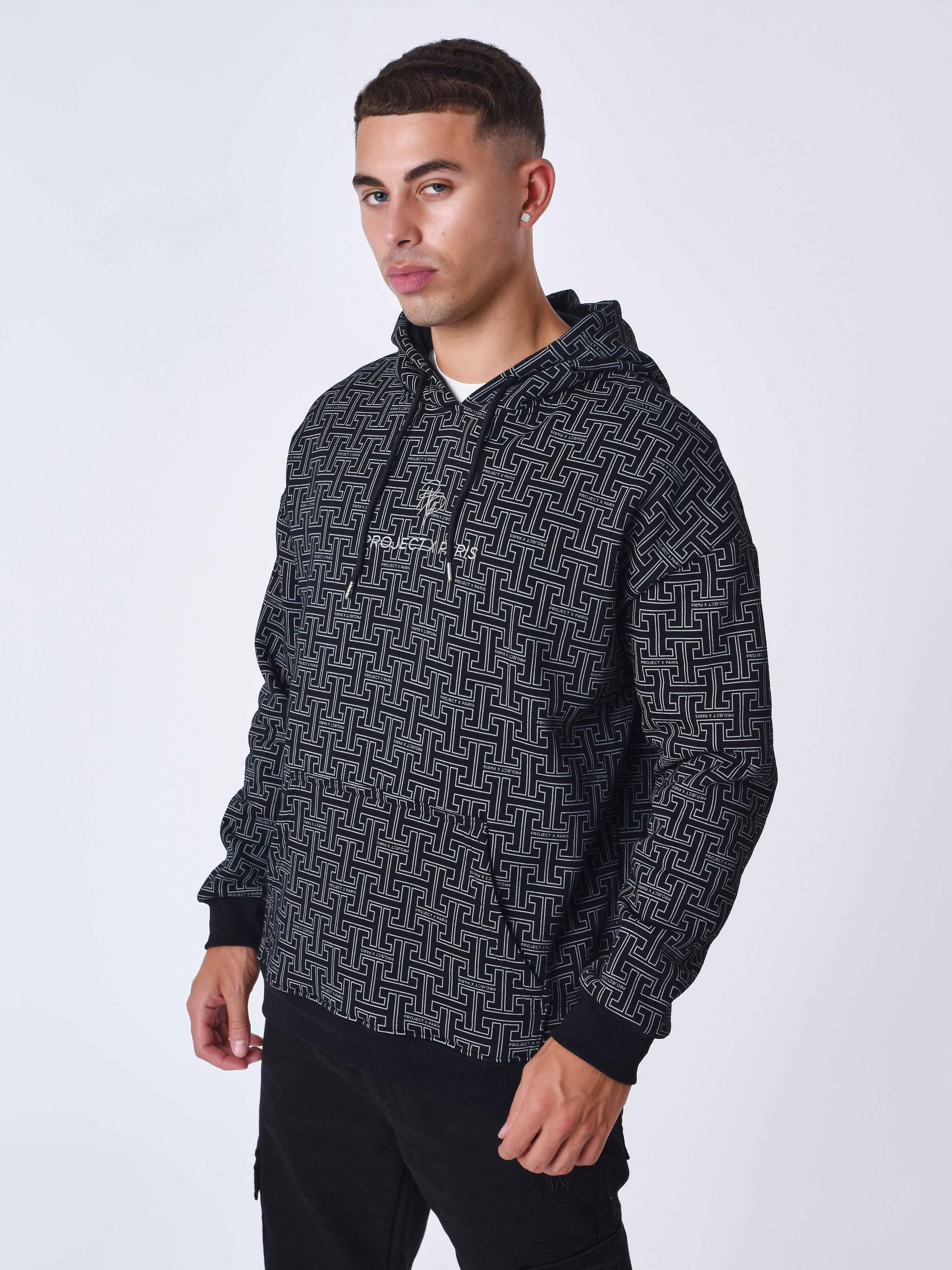 sweat-a-capuche-all-over-labyrinthe-noir