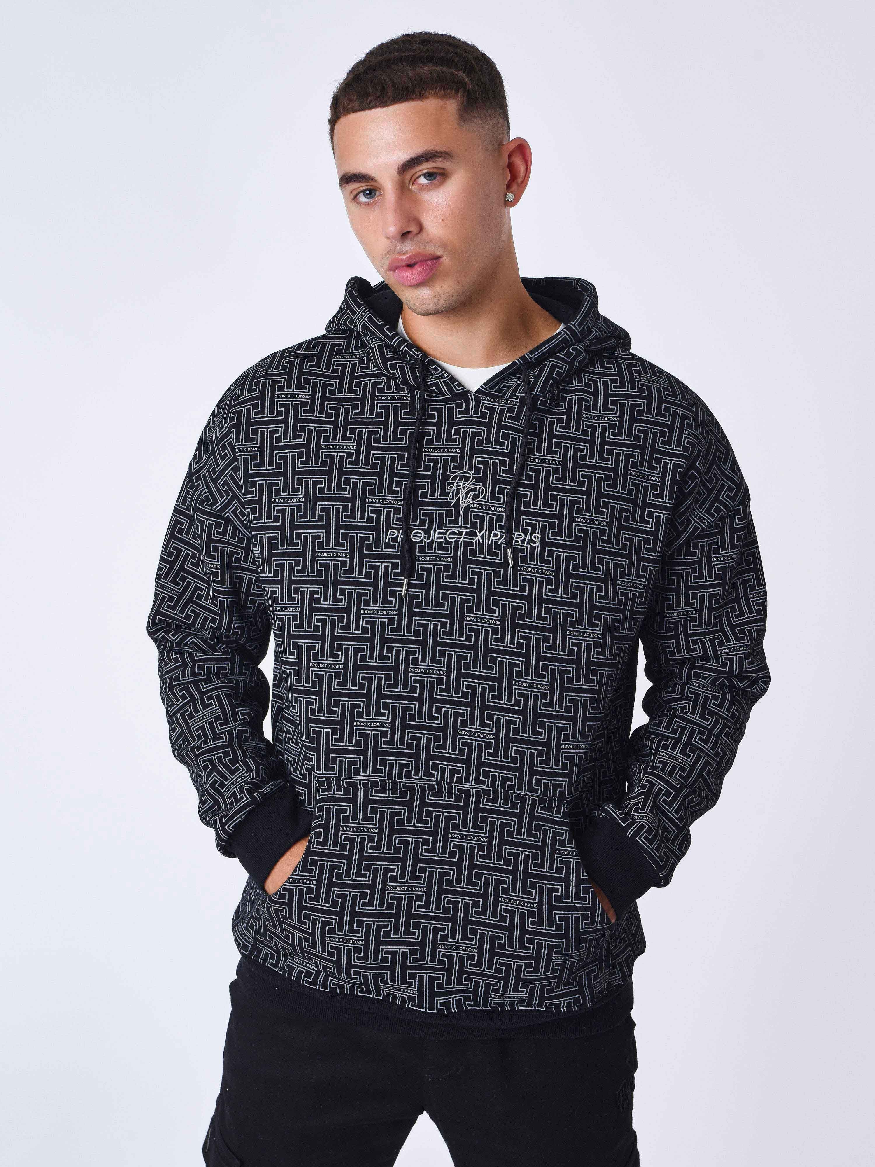 sweat-a-capuche-all-over-labyrinthe-noir
