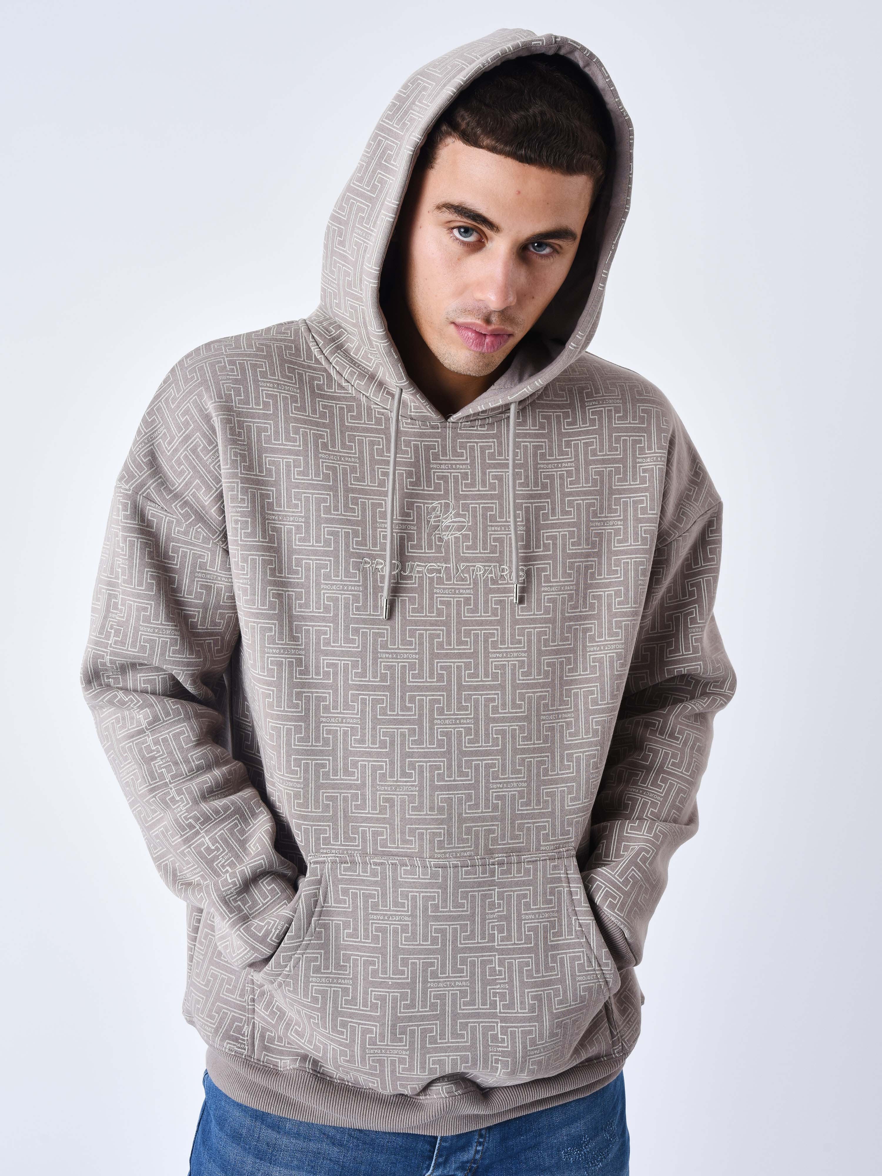 sweat-a-capuche-all-over-labyrinthe-taupe