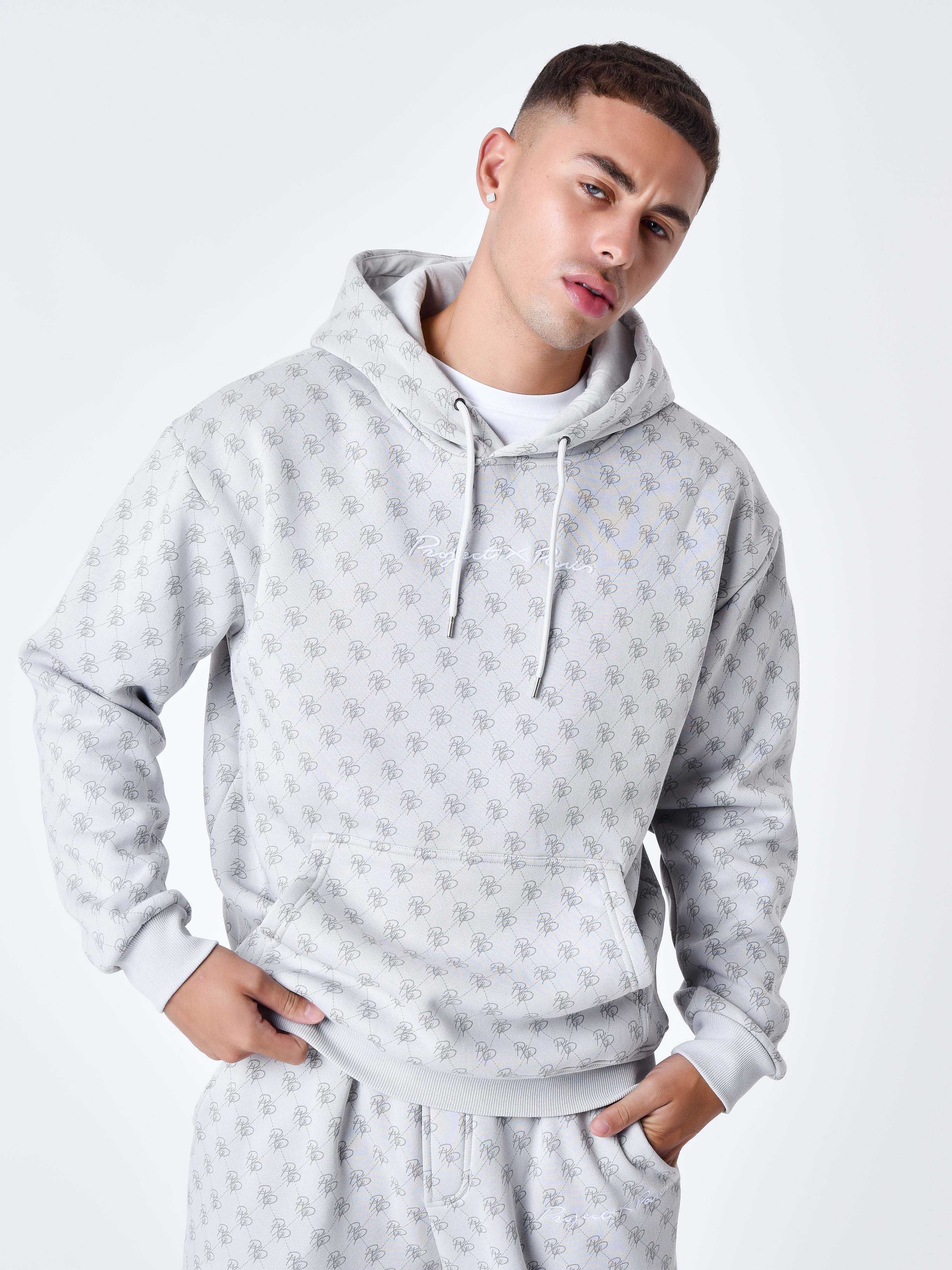 Kapuzensweatshirt mit durchgehendem Monogramm-1
