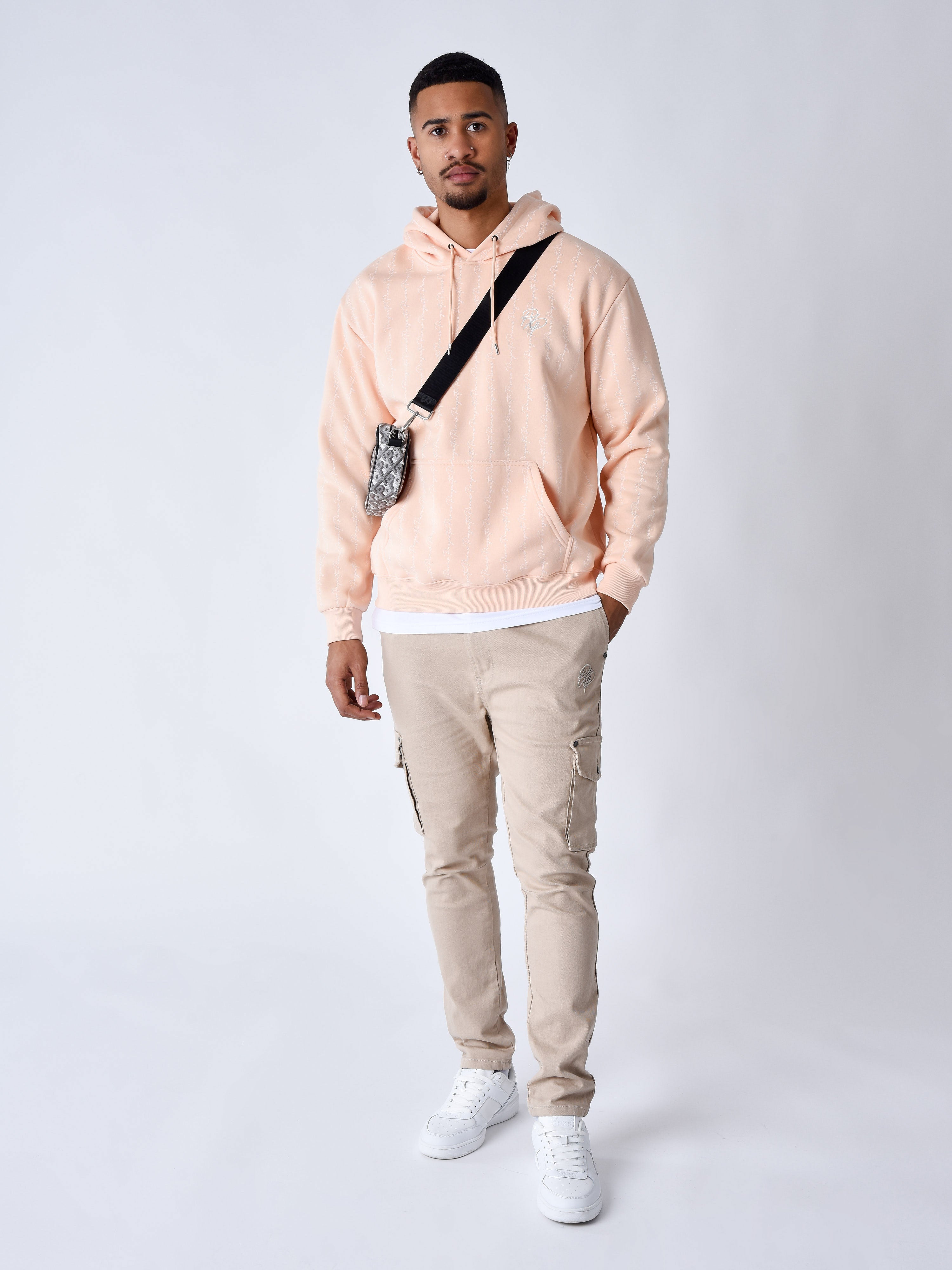 sweat-a-capuche-imprime-ink-drip-pale-peach