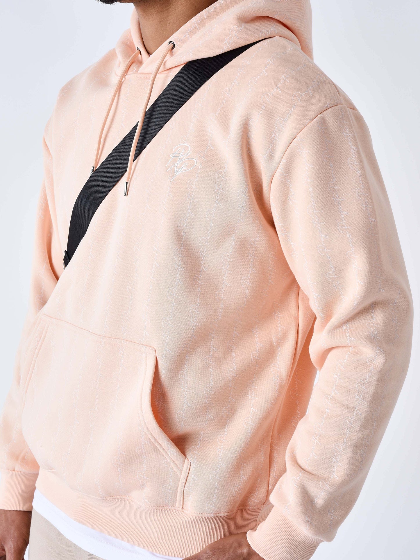 sweat-a-capuche-imprime-ink-drip-pale-peach