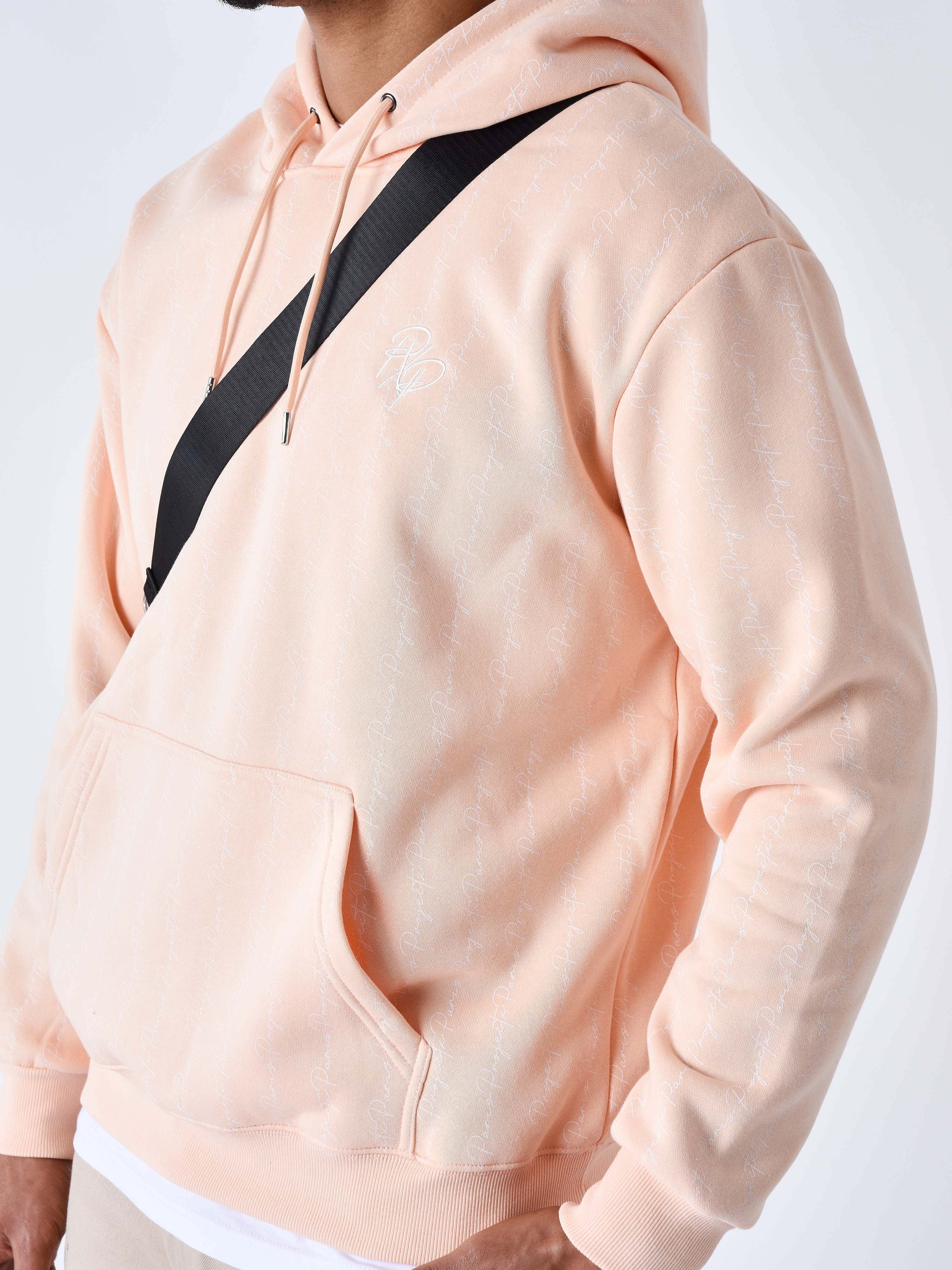 sweat-a-capuche-imprime-ink-drip-pale-peach