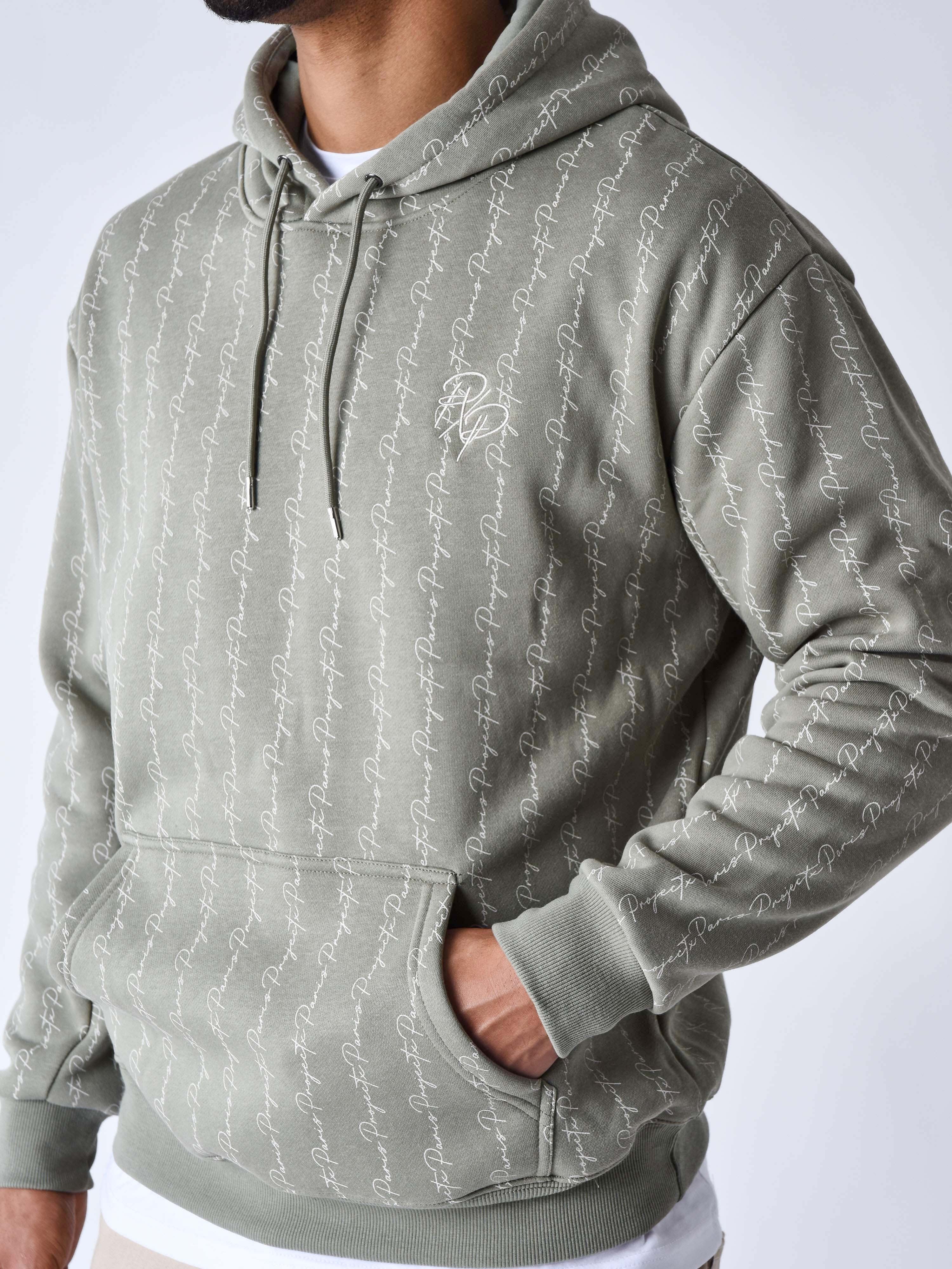 sweat-a-capuche-imprime-ink-drip-olive