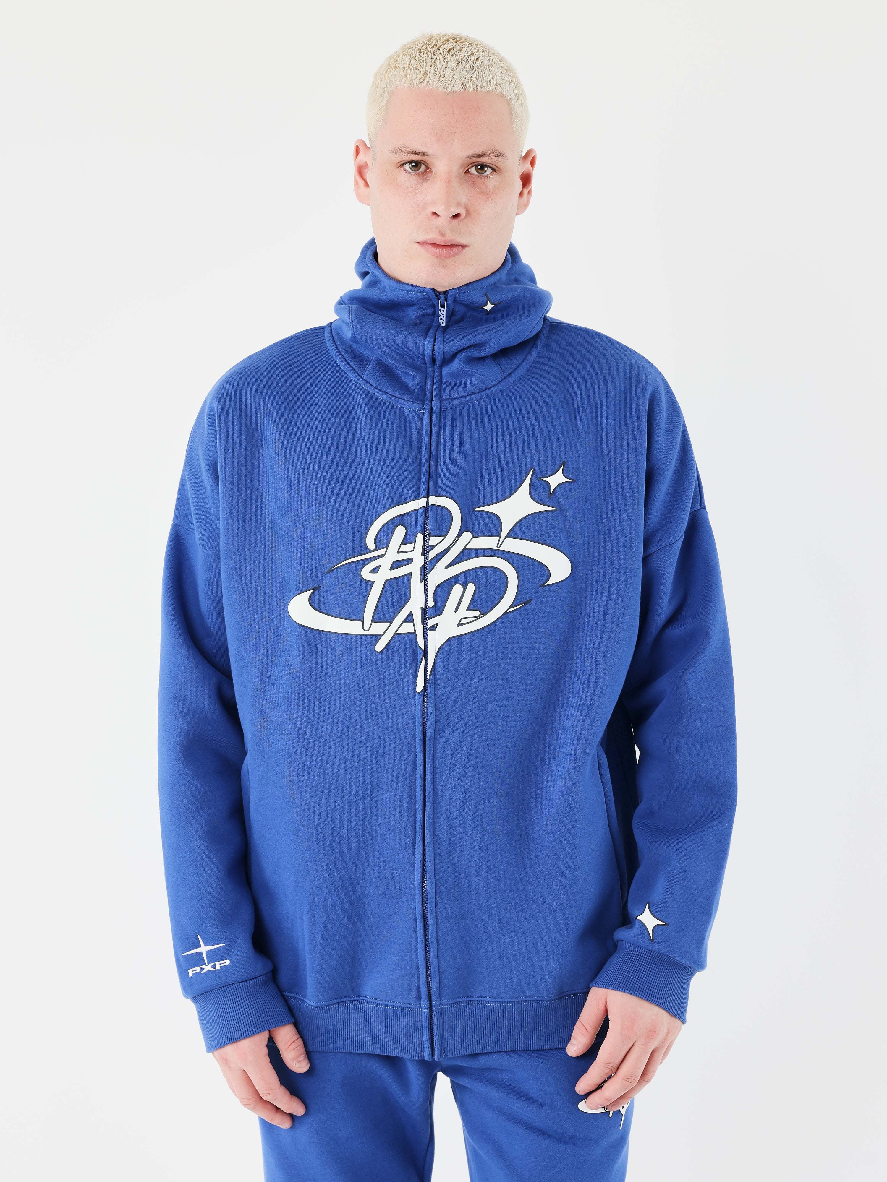 sweat-a-capuche-zippe-collaboration-kalash-bleu-electrique