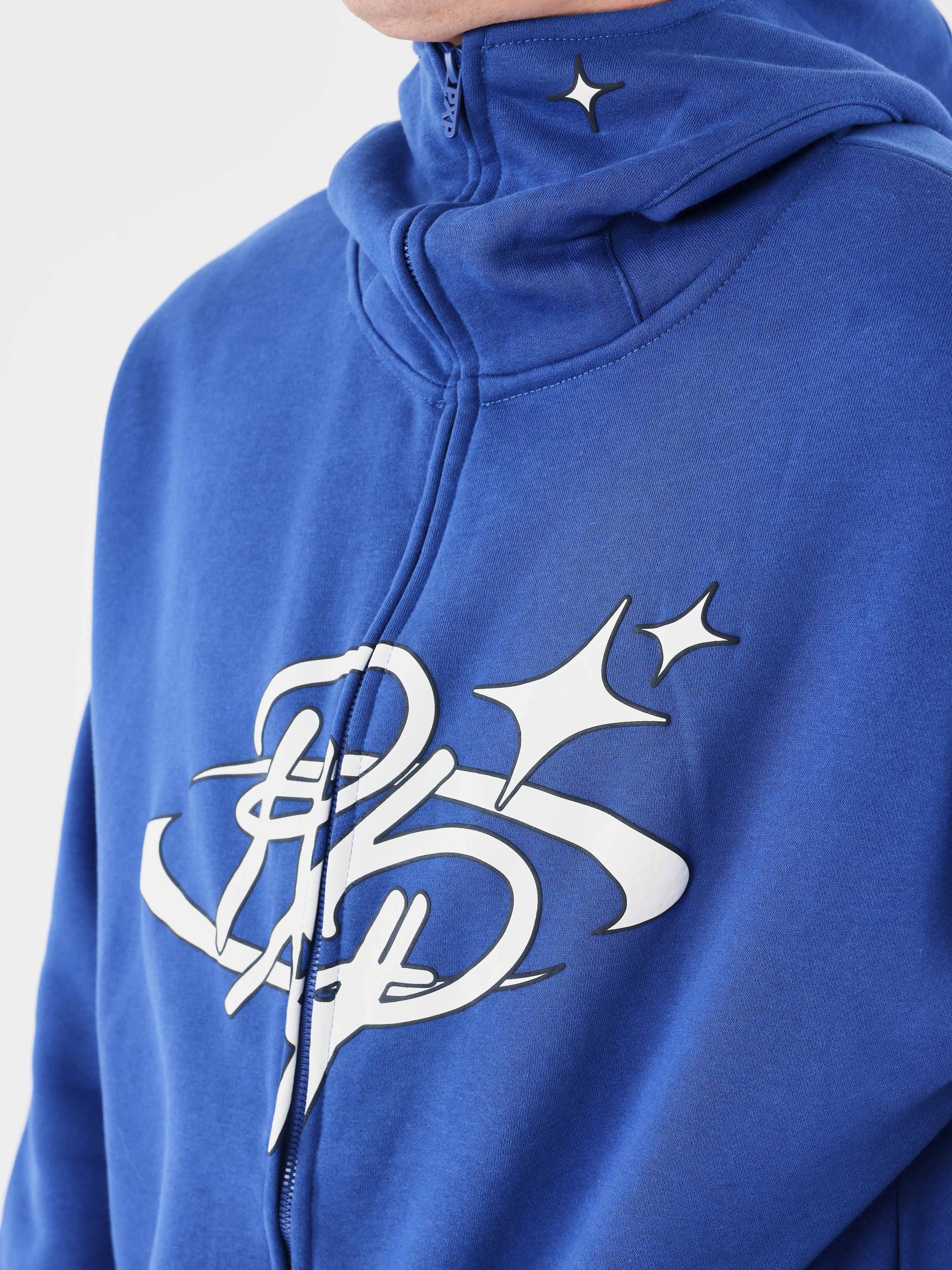 sweat-a-capuche-zippe-collaboration-kalash-bleu-electrique