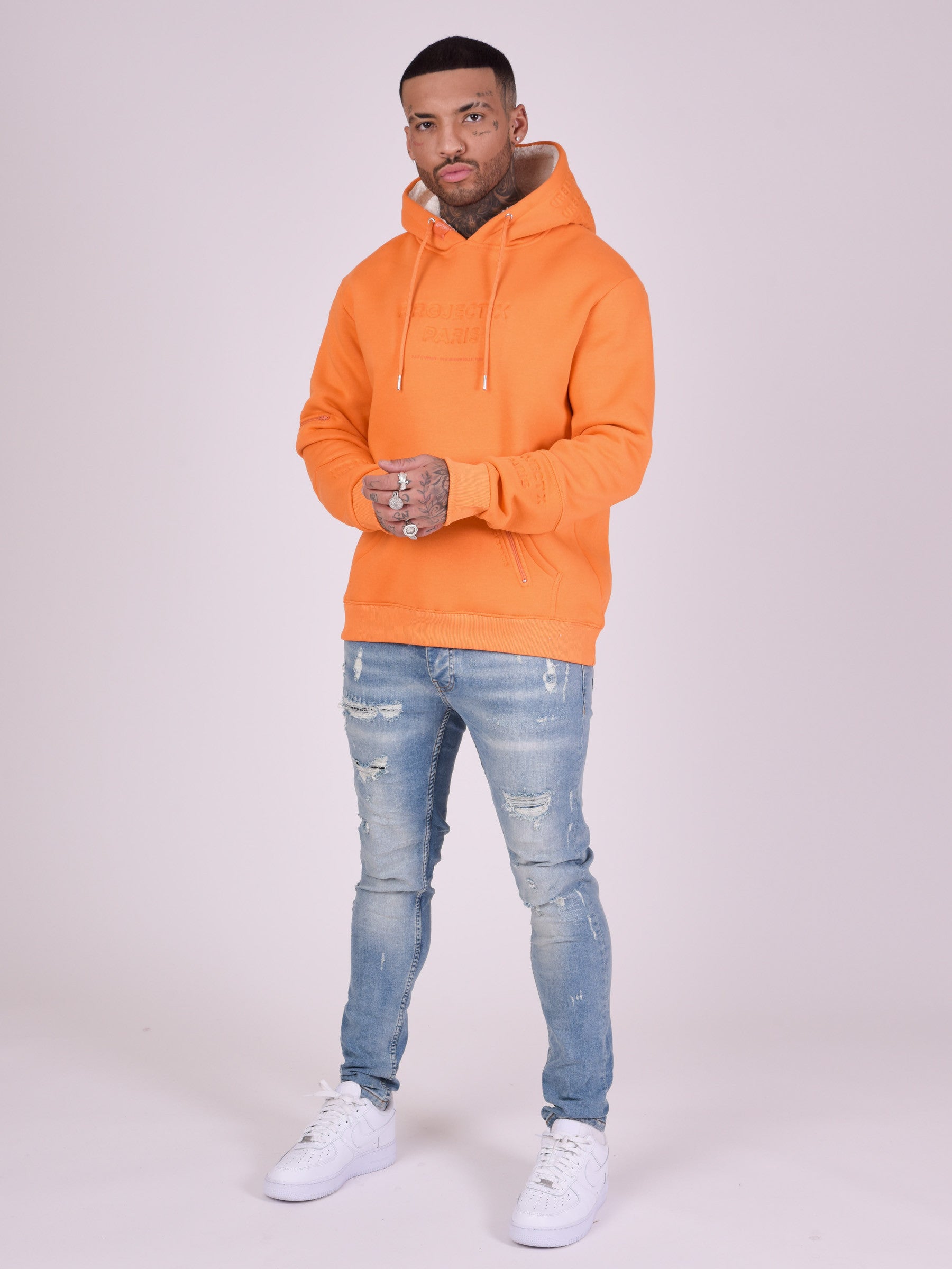 Sudadera con capucha logo en relieve negativo-3