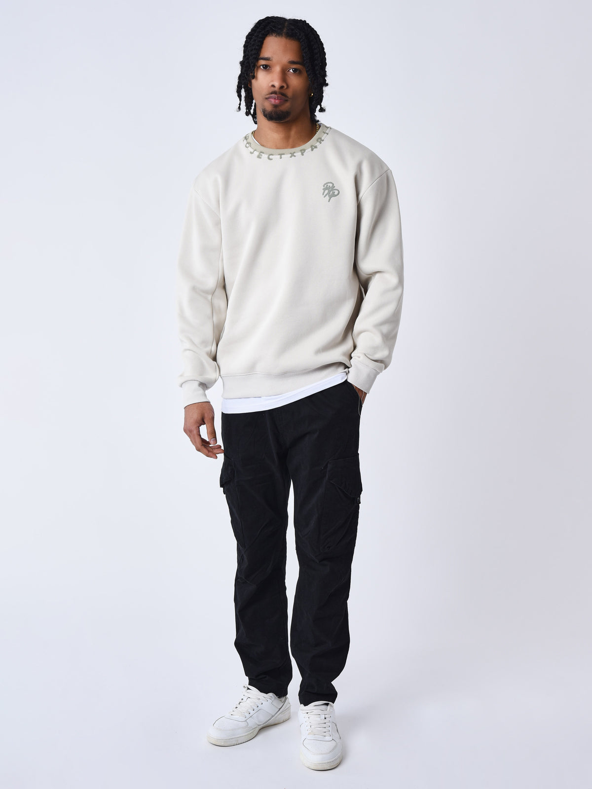 sweat-col-rond-motif-graph-greige