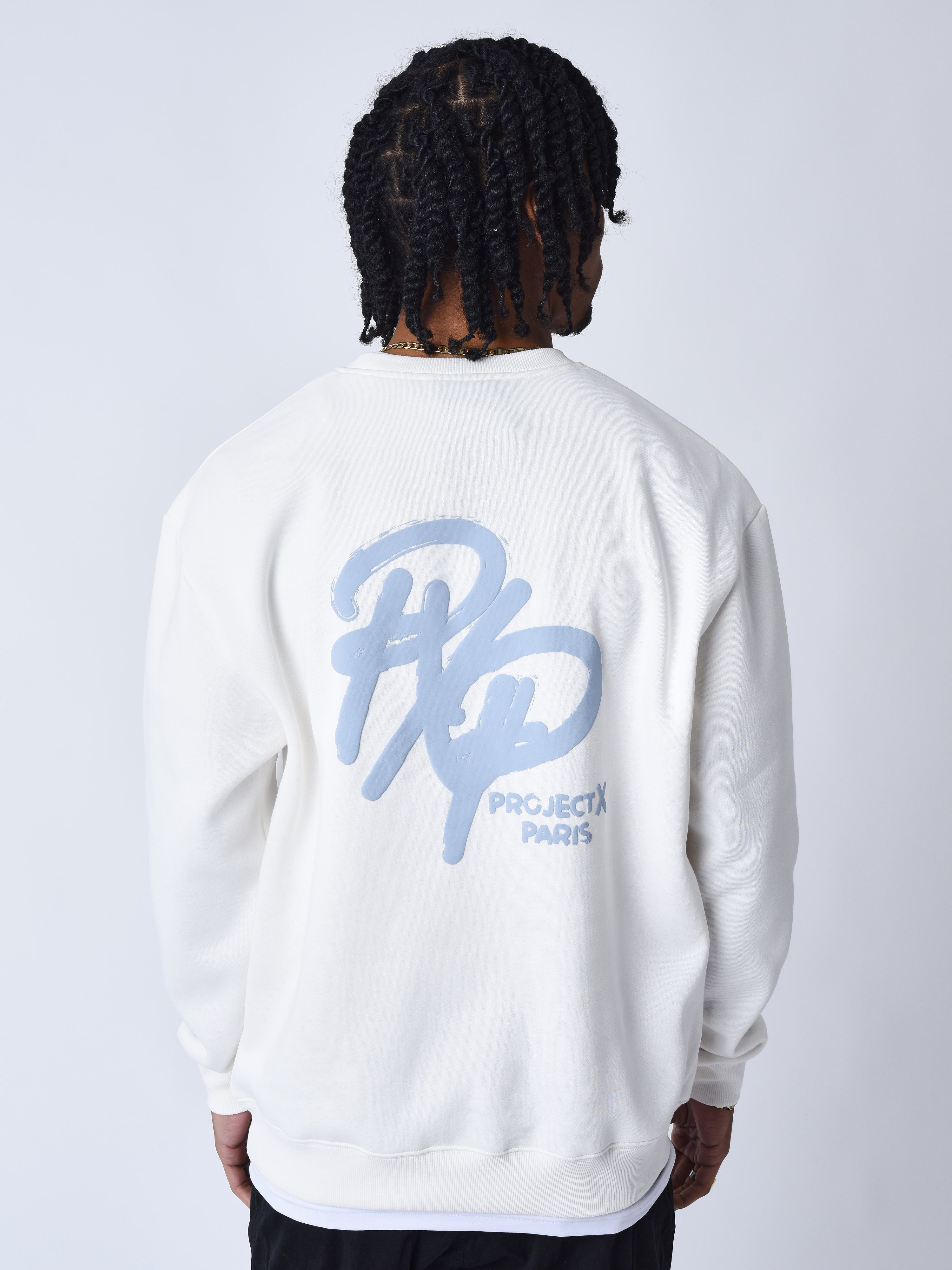 sweat-col-rond-motif-graph-blanc-casse