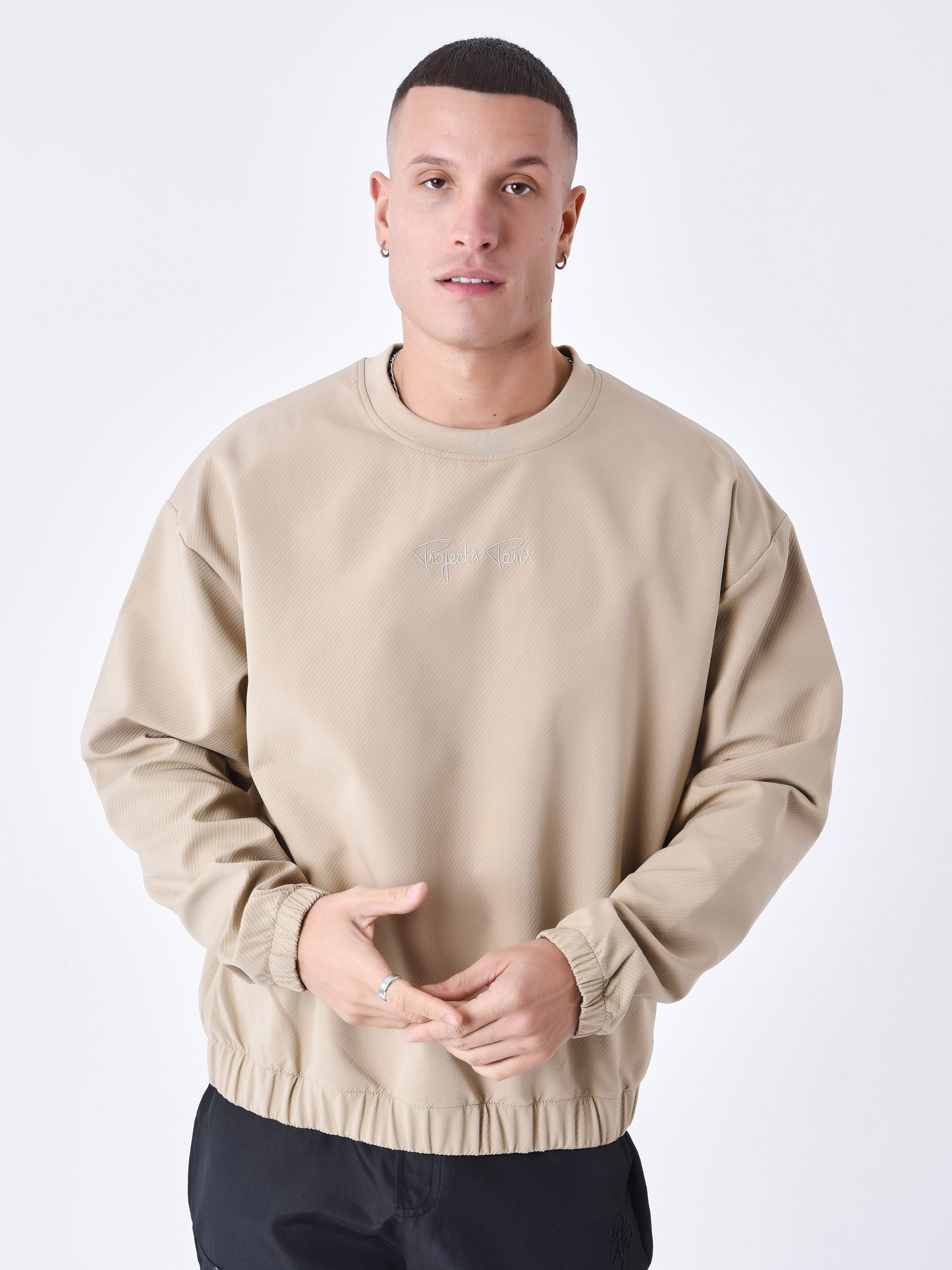 sweat-col-rond-texture-beige