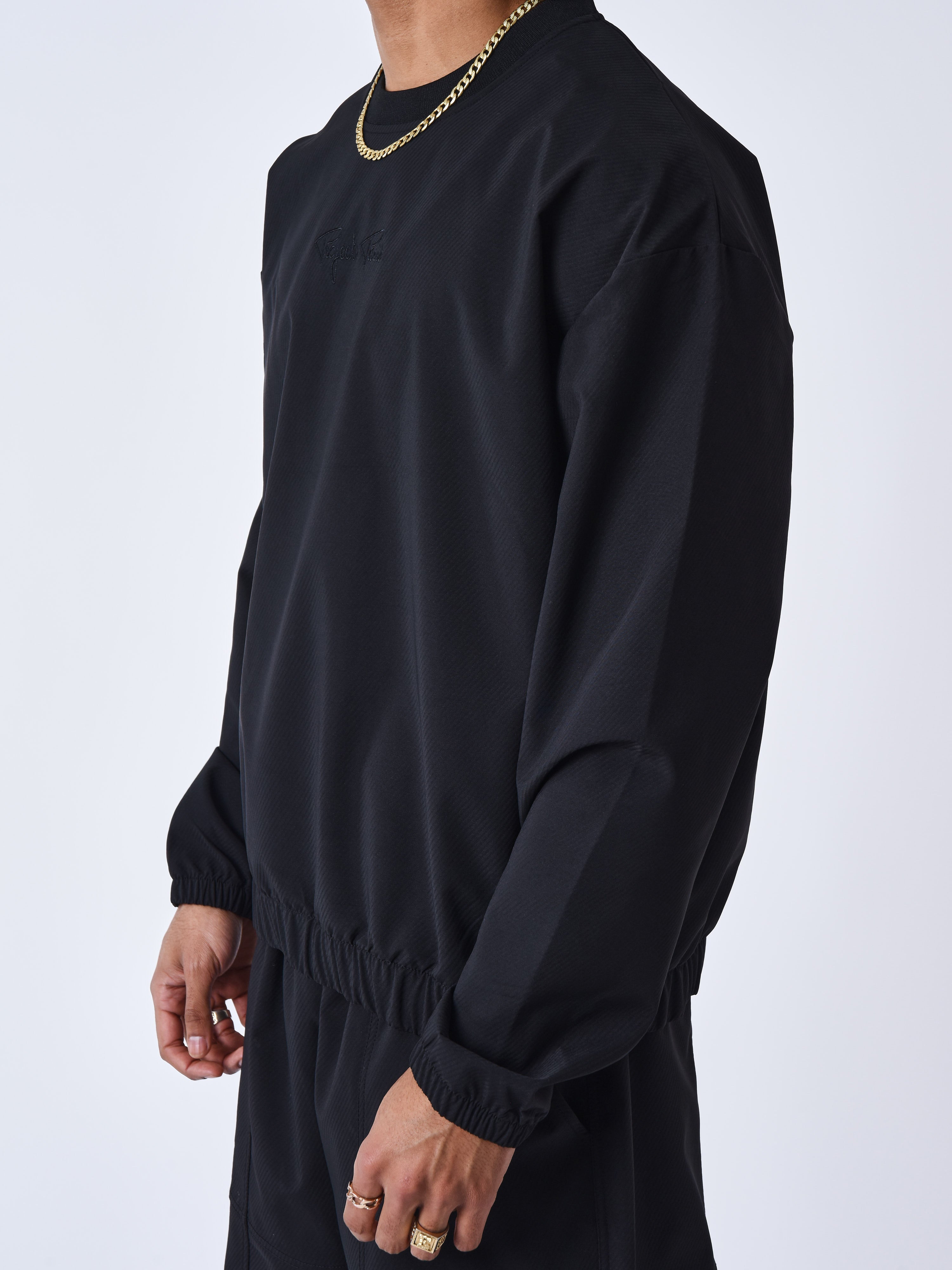 sweat-col-rond-texture-noir-modelshot