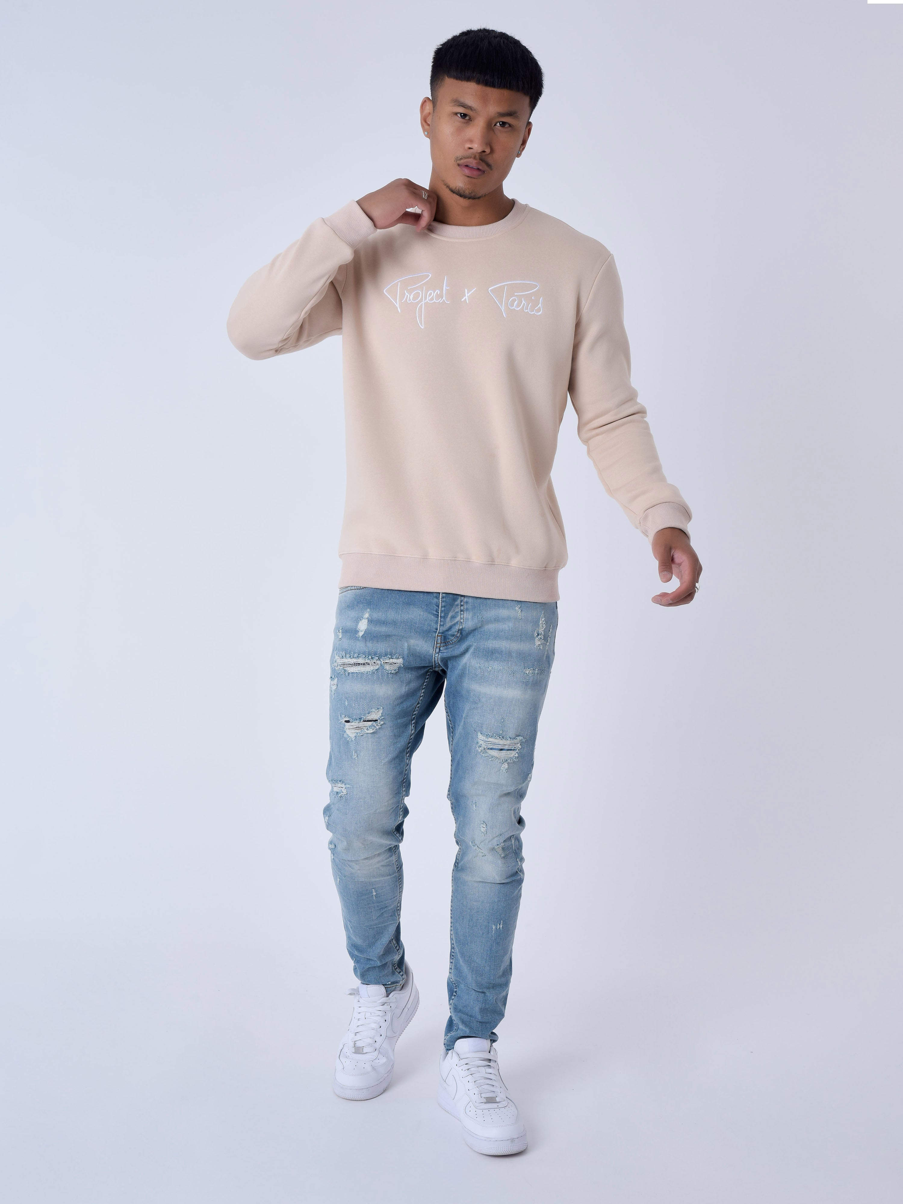 sweat-logo-contraste-homme-1920009-beige