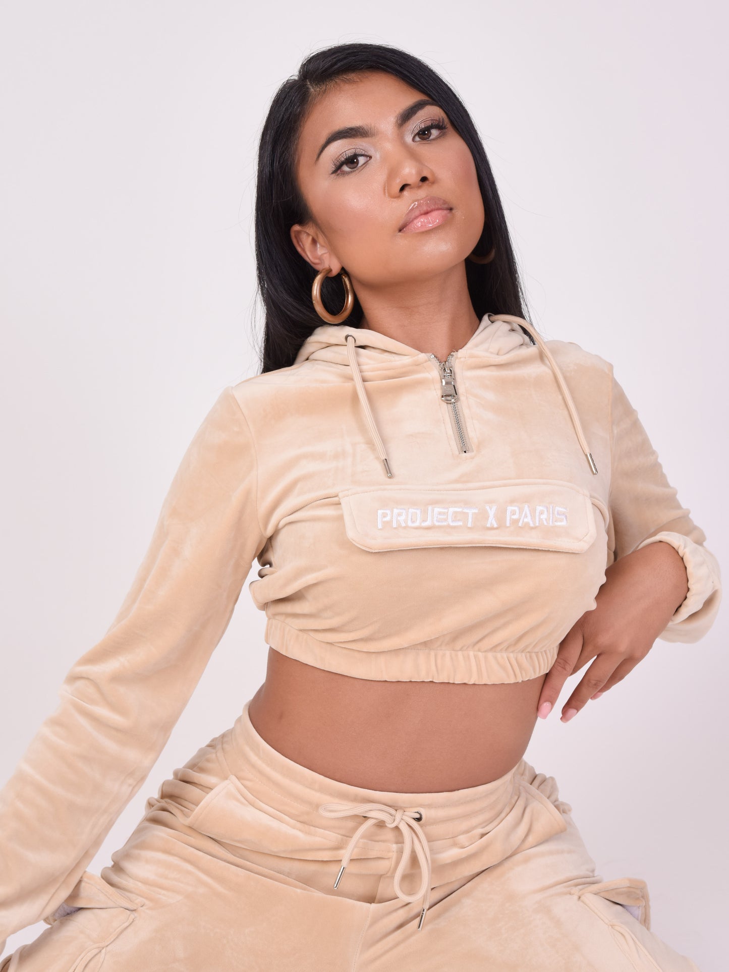 sweat-velours-court-a-capuche-femme-project-x-paris-f192045-beige