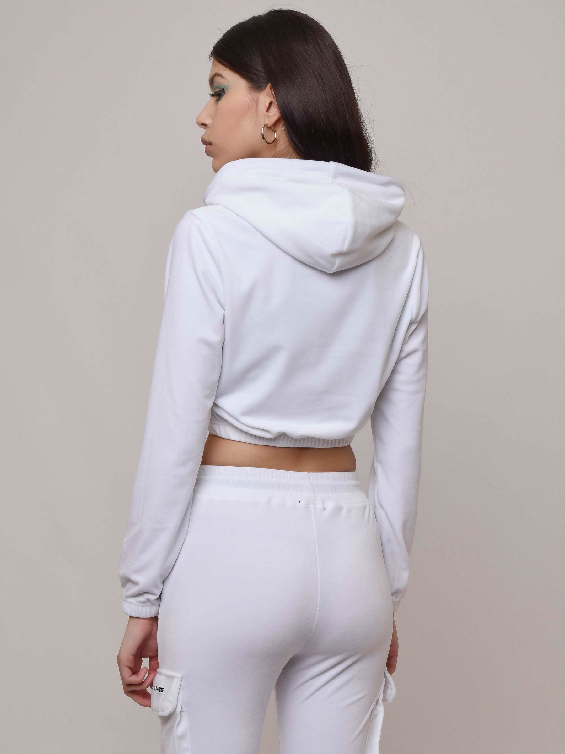 Short velvet hoodie-3