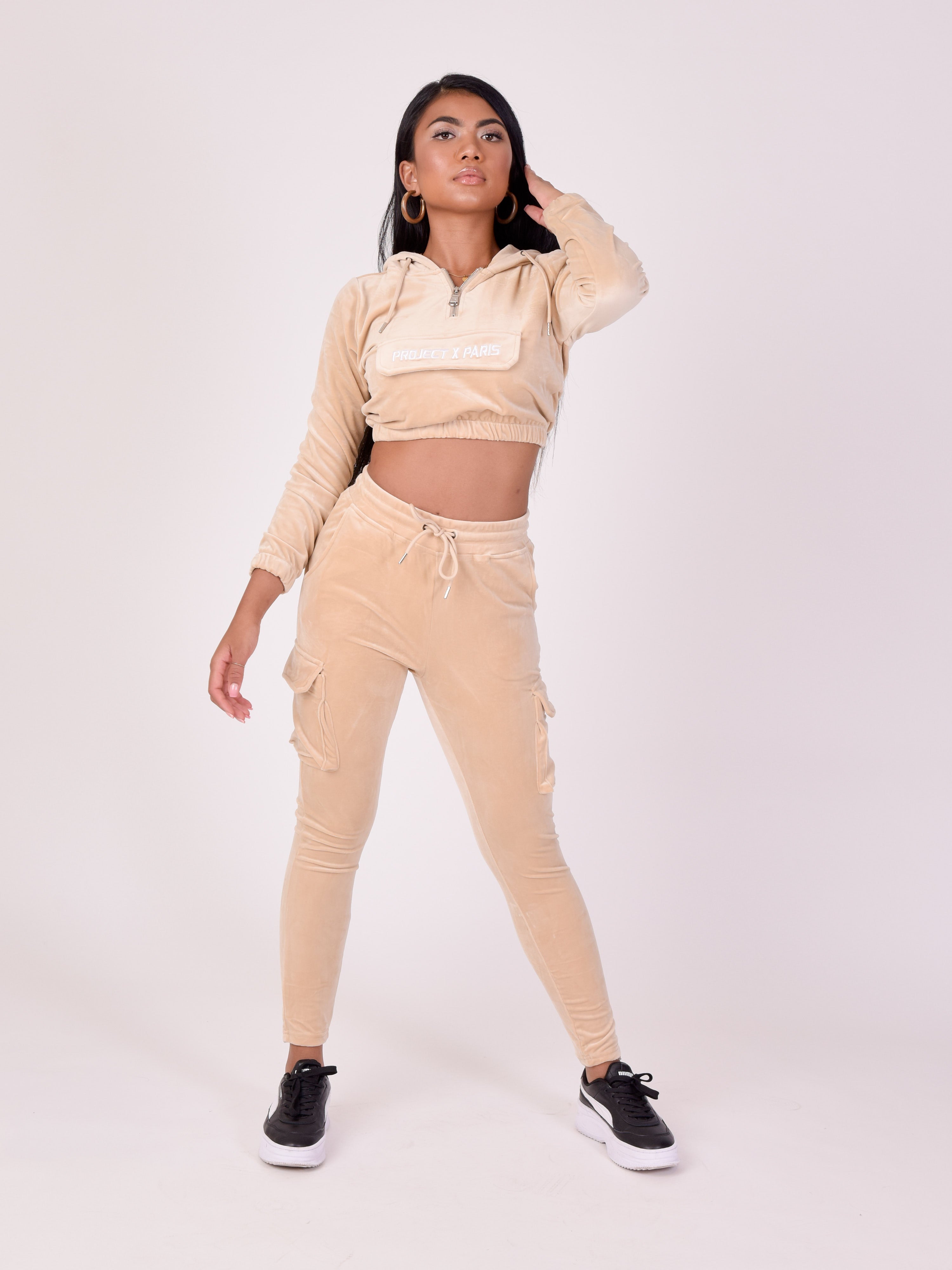 sweat-velours-court-a-capuche-femme-project-x-paris-f192045-beige