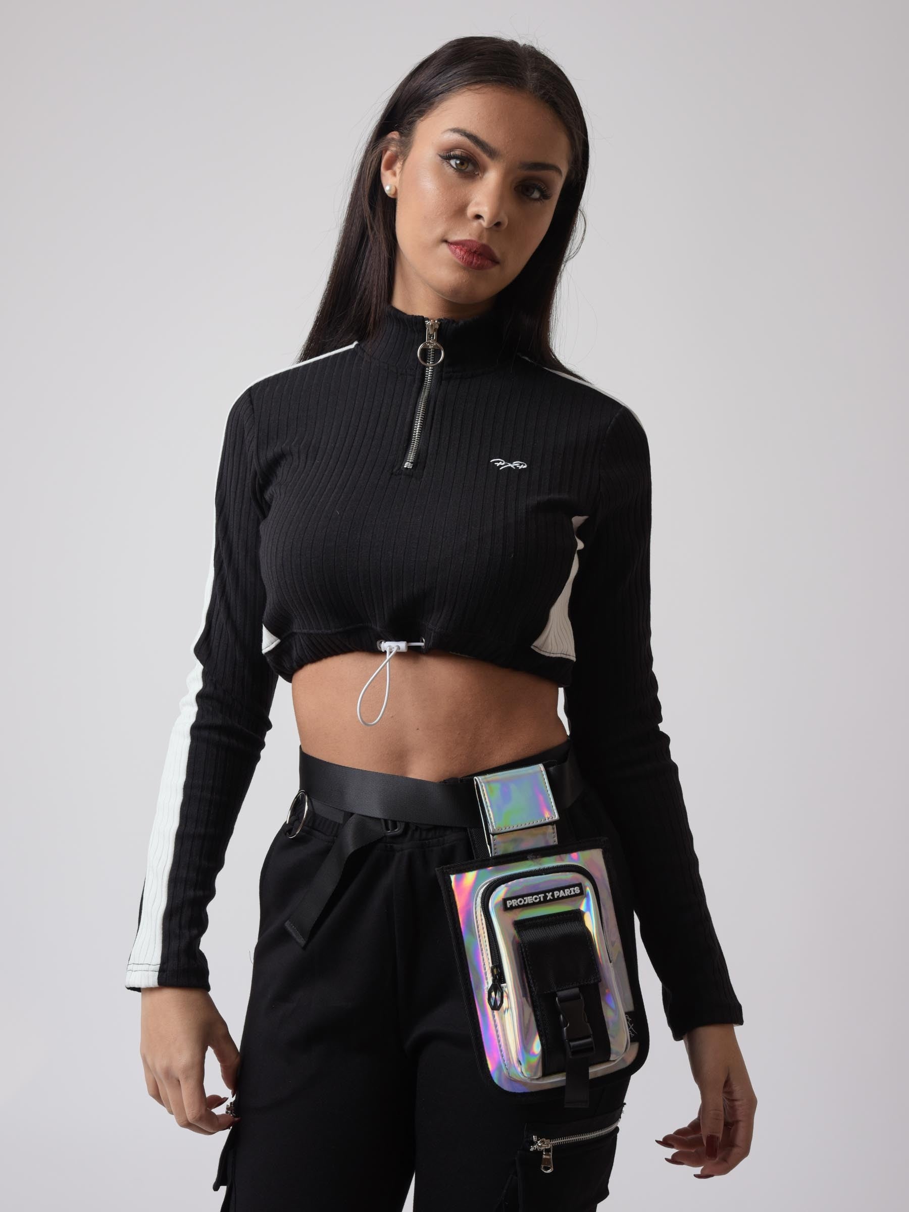 Elastic cropped sweatshirt-2