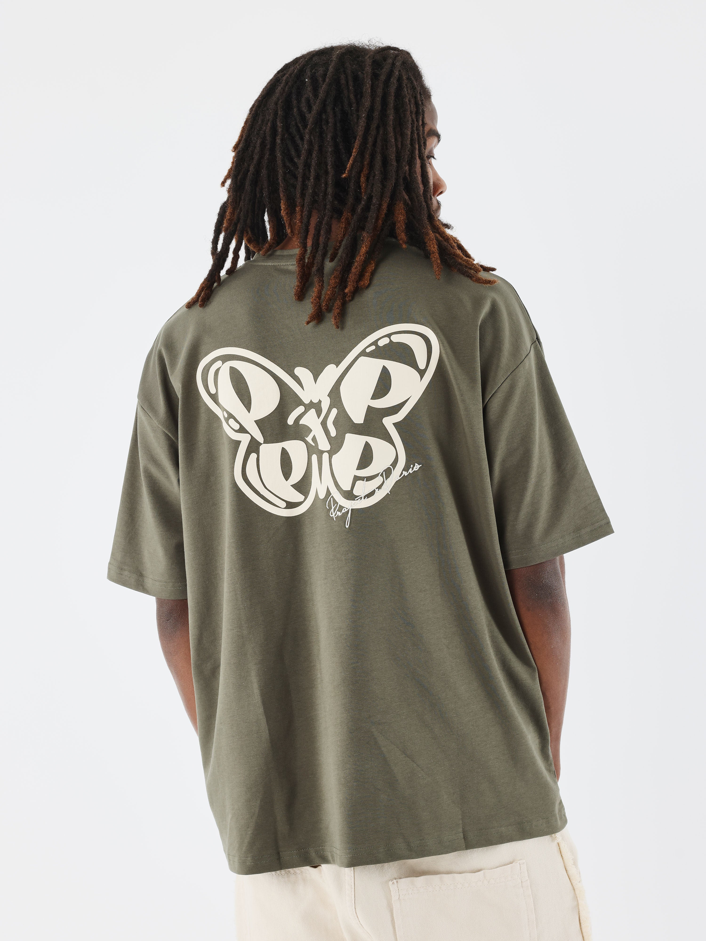 t-shirt-papillon-olive-fonce