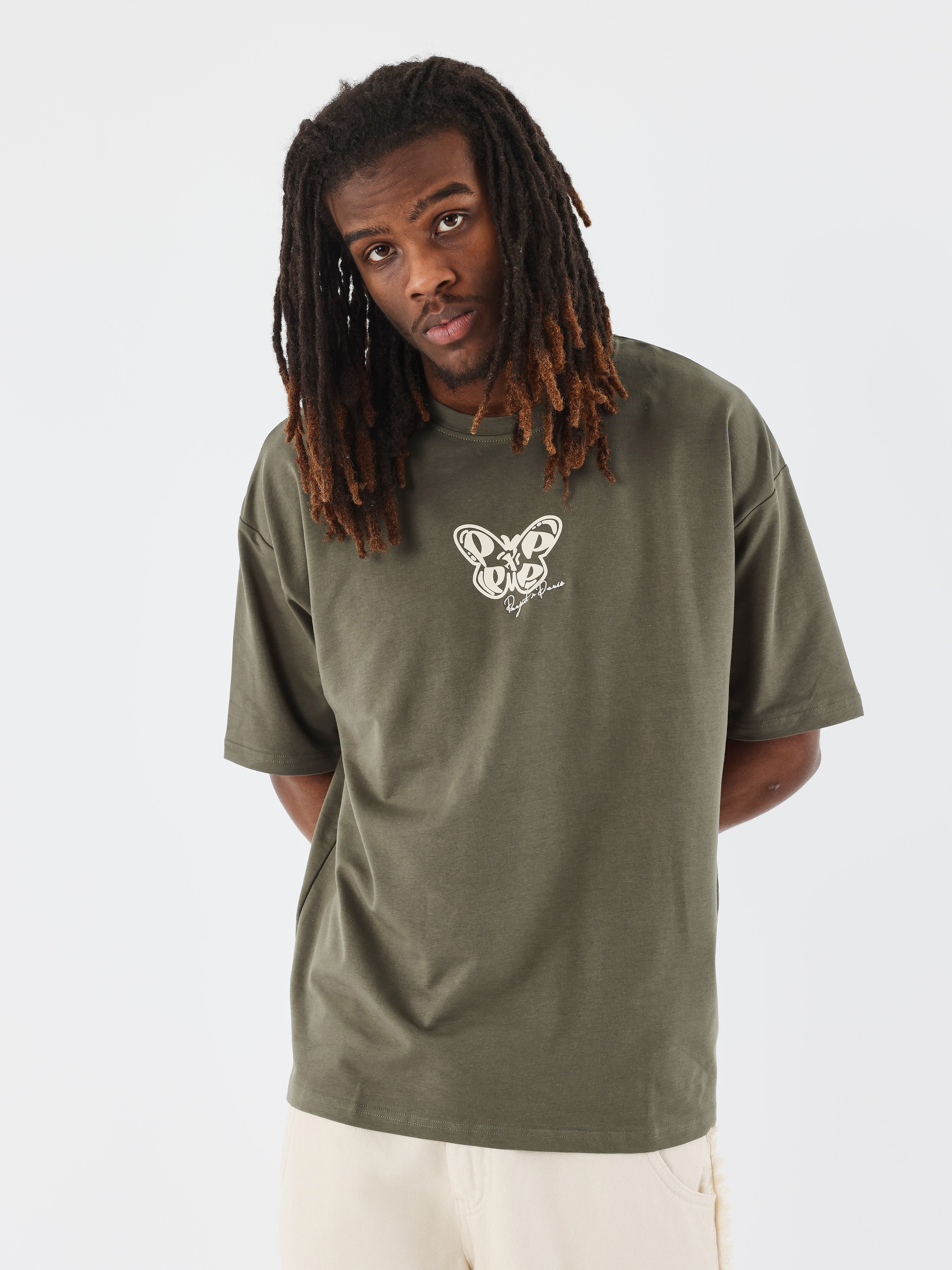 t-shirt-papillon-olive-fonce
