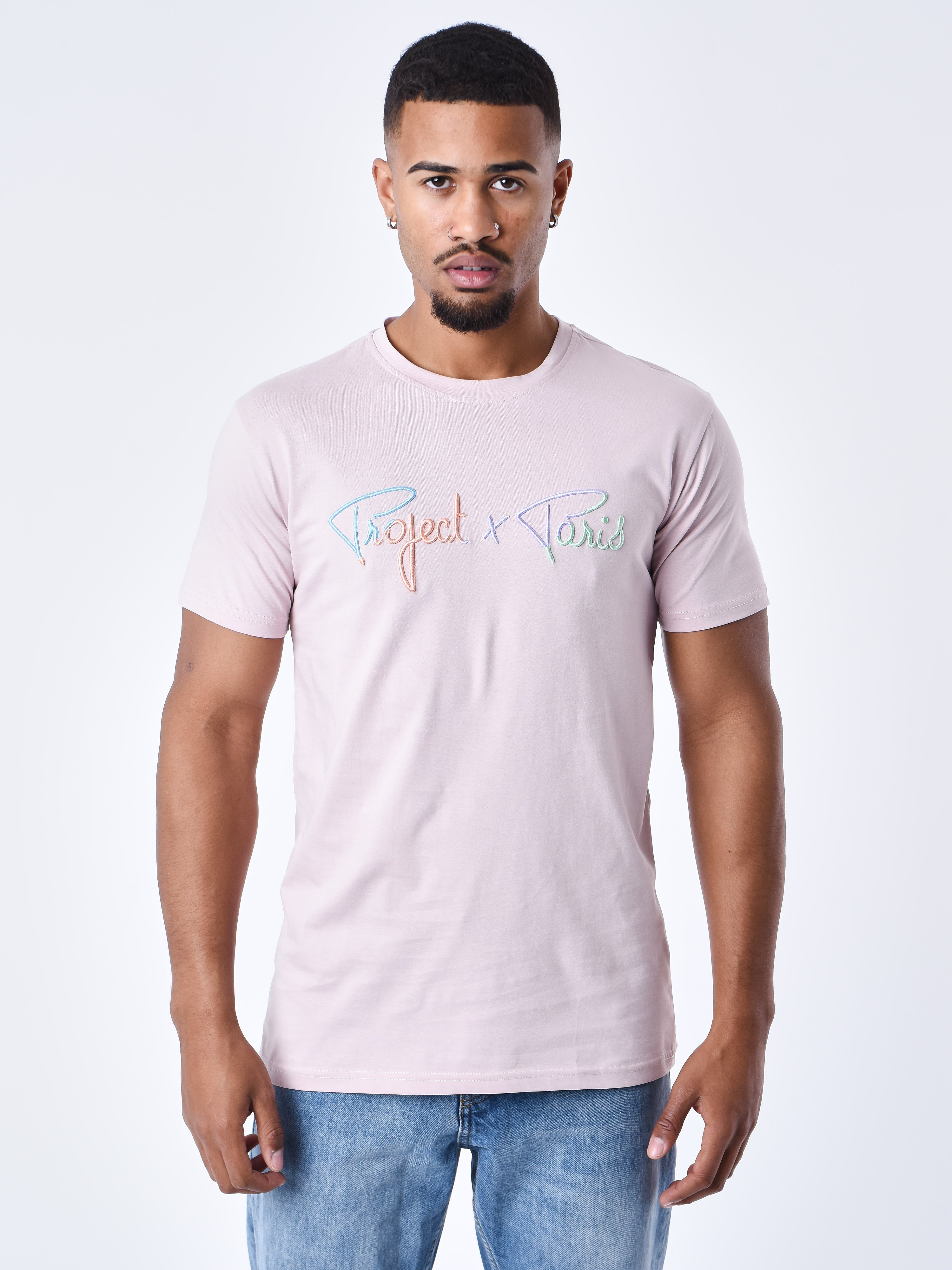 T-shirt Signature logo arc-en-ciel broderie-2