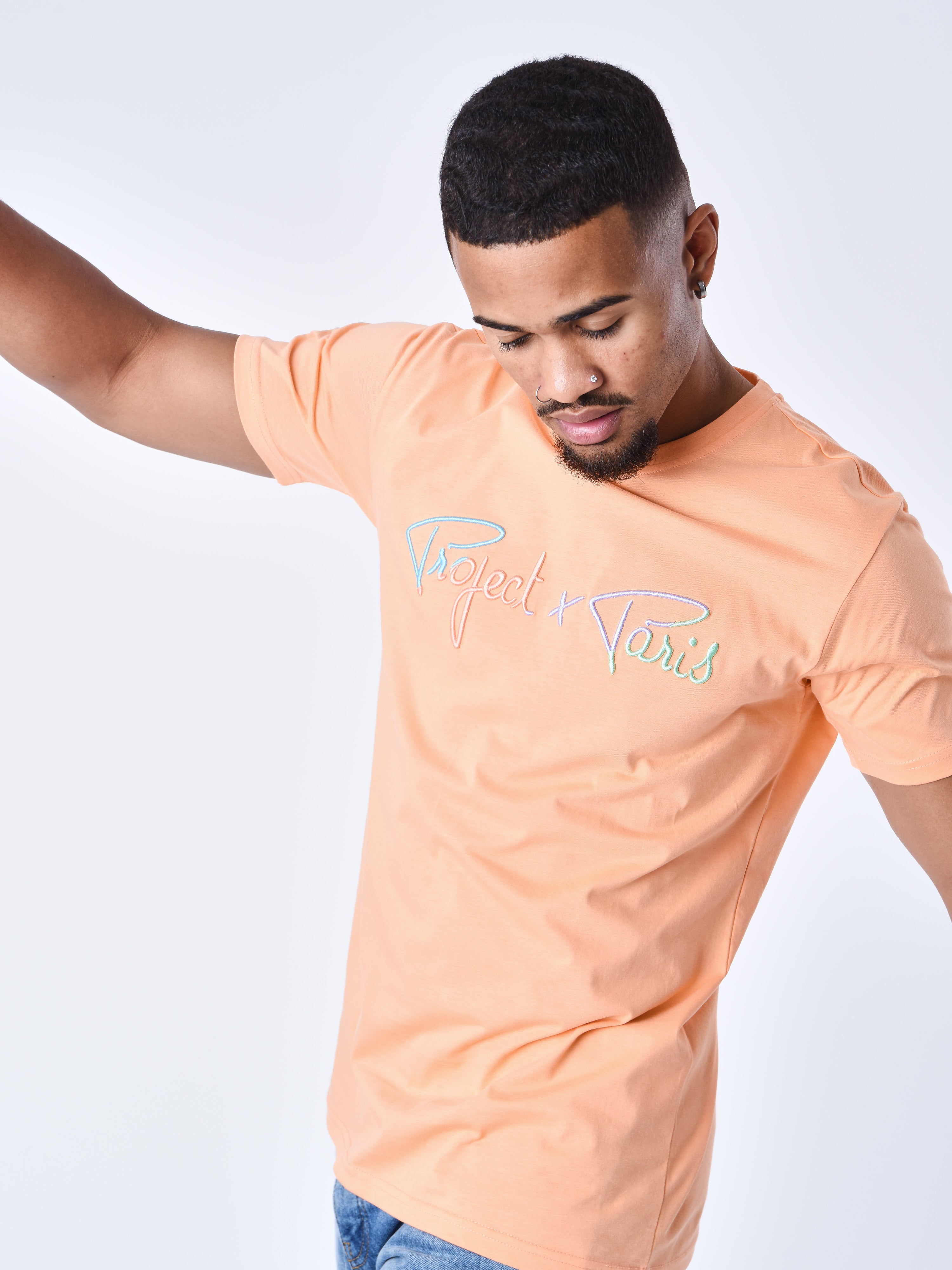 T-shirt Signature logo arc-en-ciel broderie-1