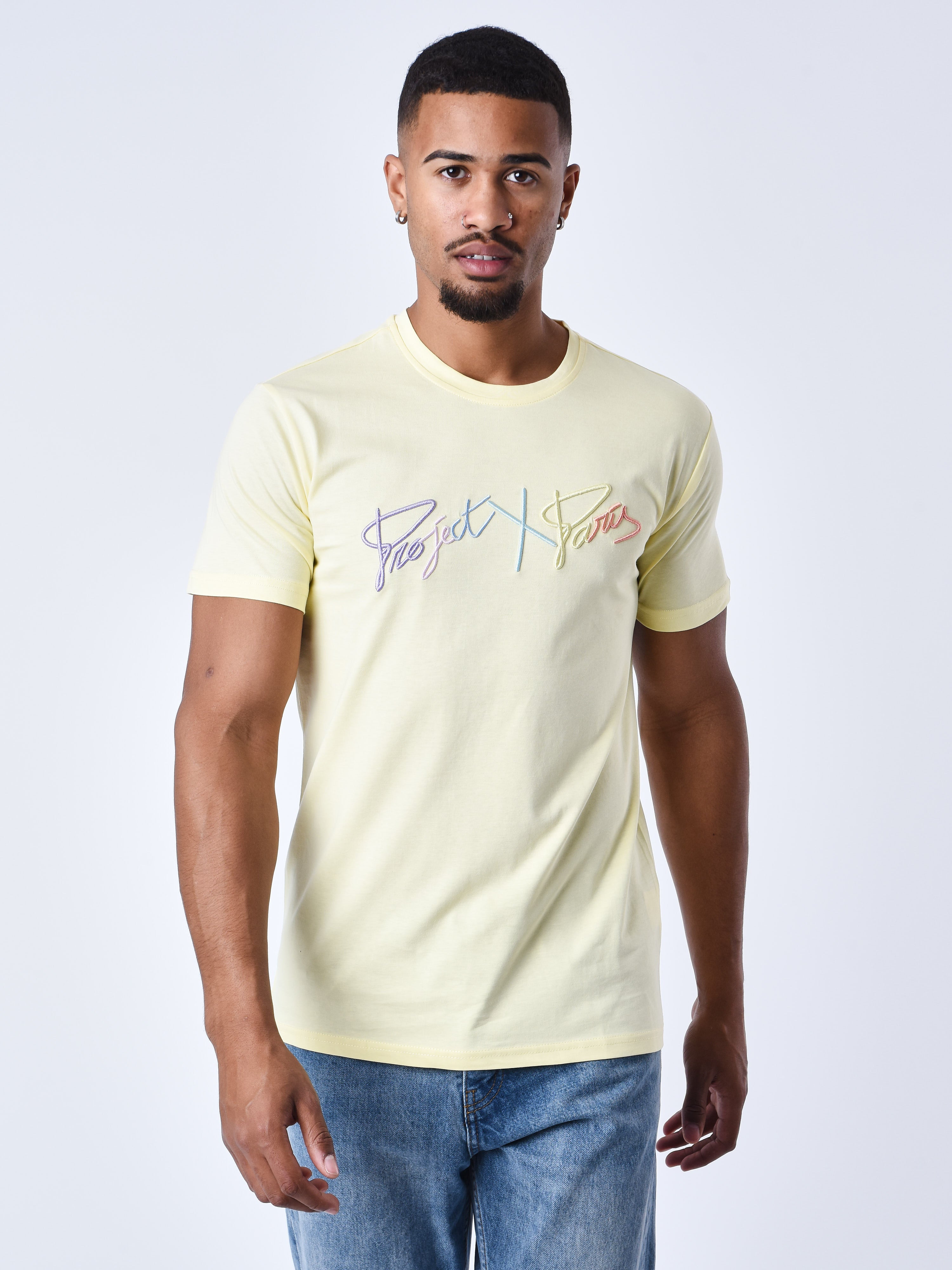 T-shirt basic full logo arc-en-ciel broderie-3