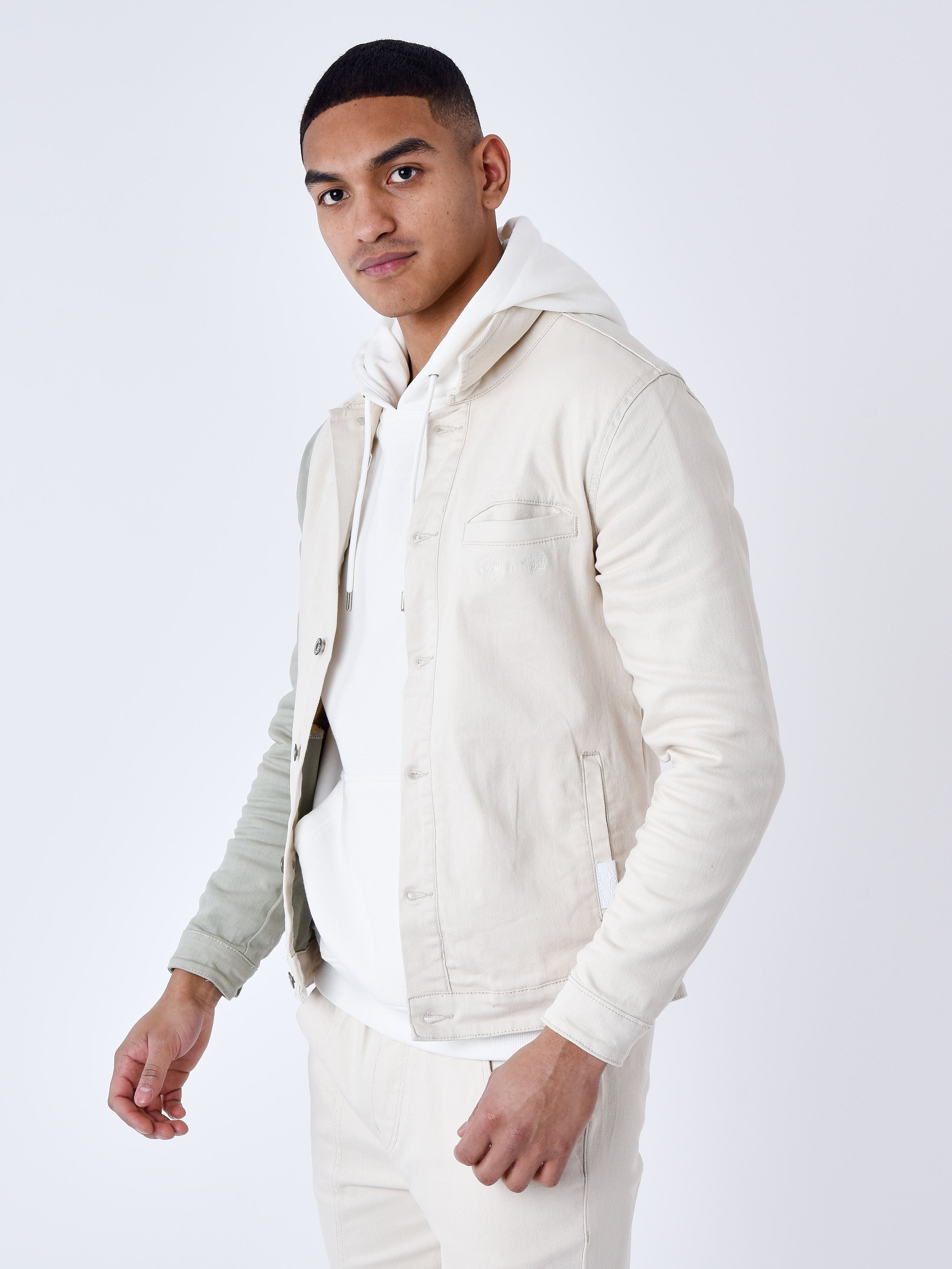 Two-tone denim jacket-4