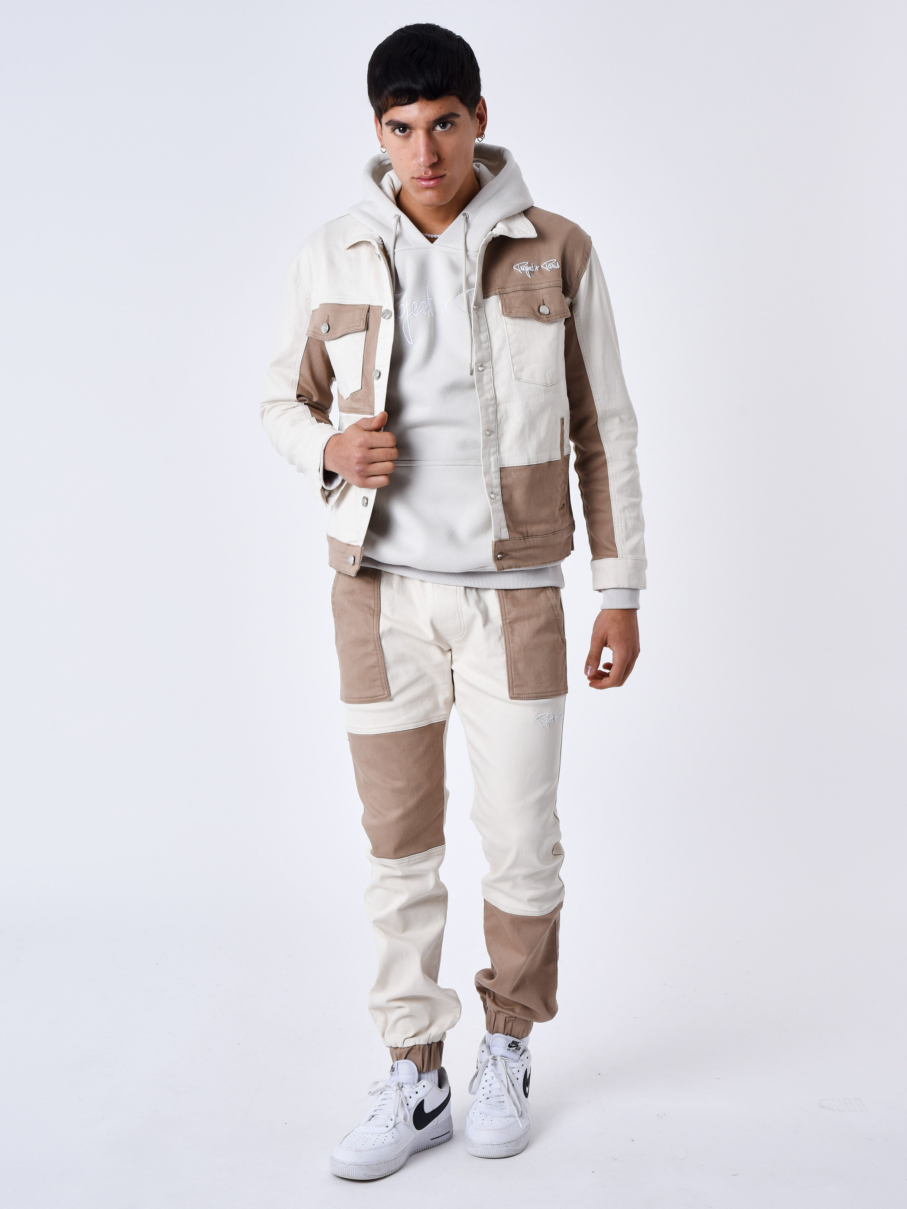 Hose im elastischen, zweifarbigen Patchwork-Stil-1